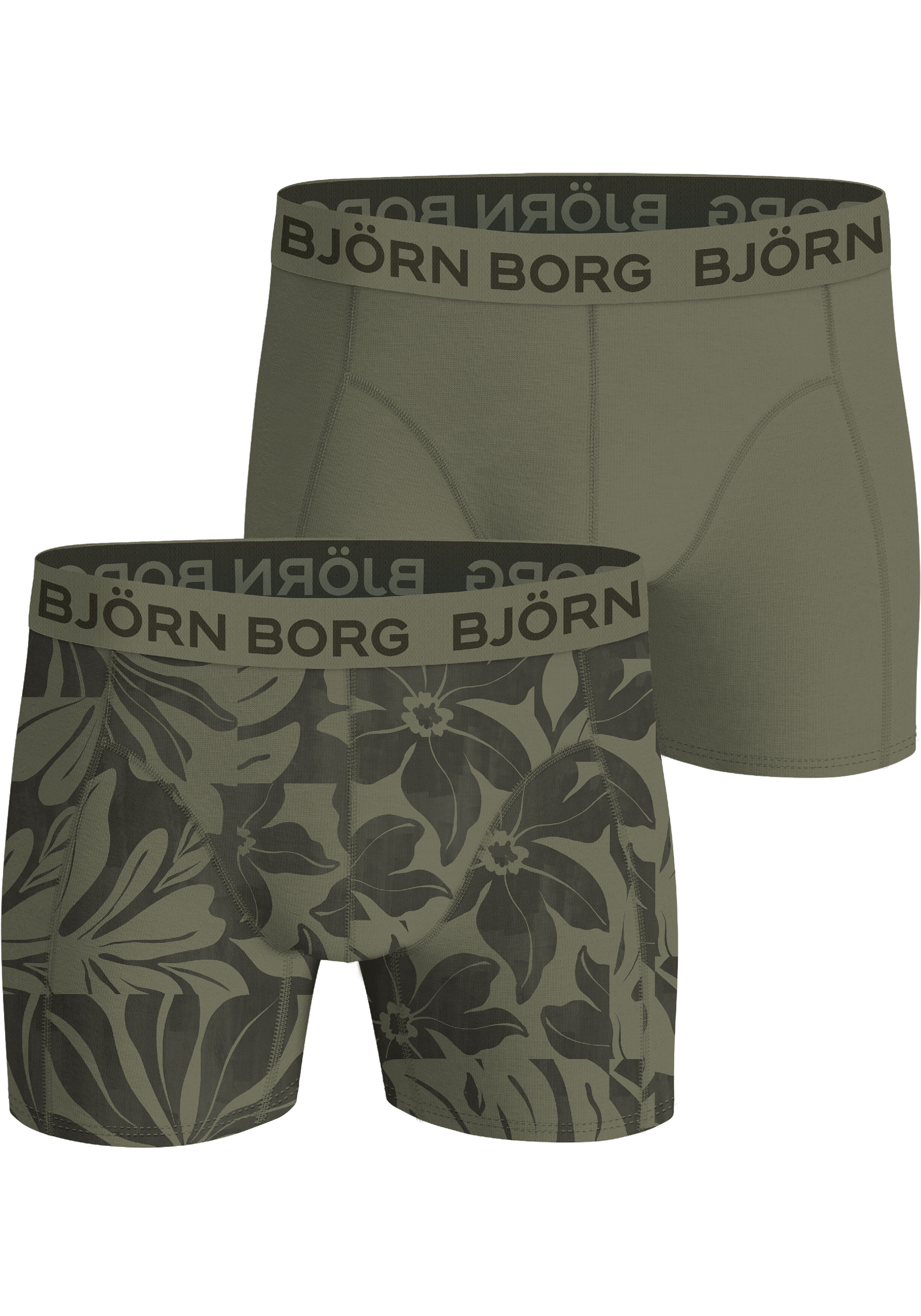 Bjorn Borg Bamboo Cotton Blend boxers, heren boxers normale lengte (2-pack), groen, print