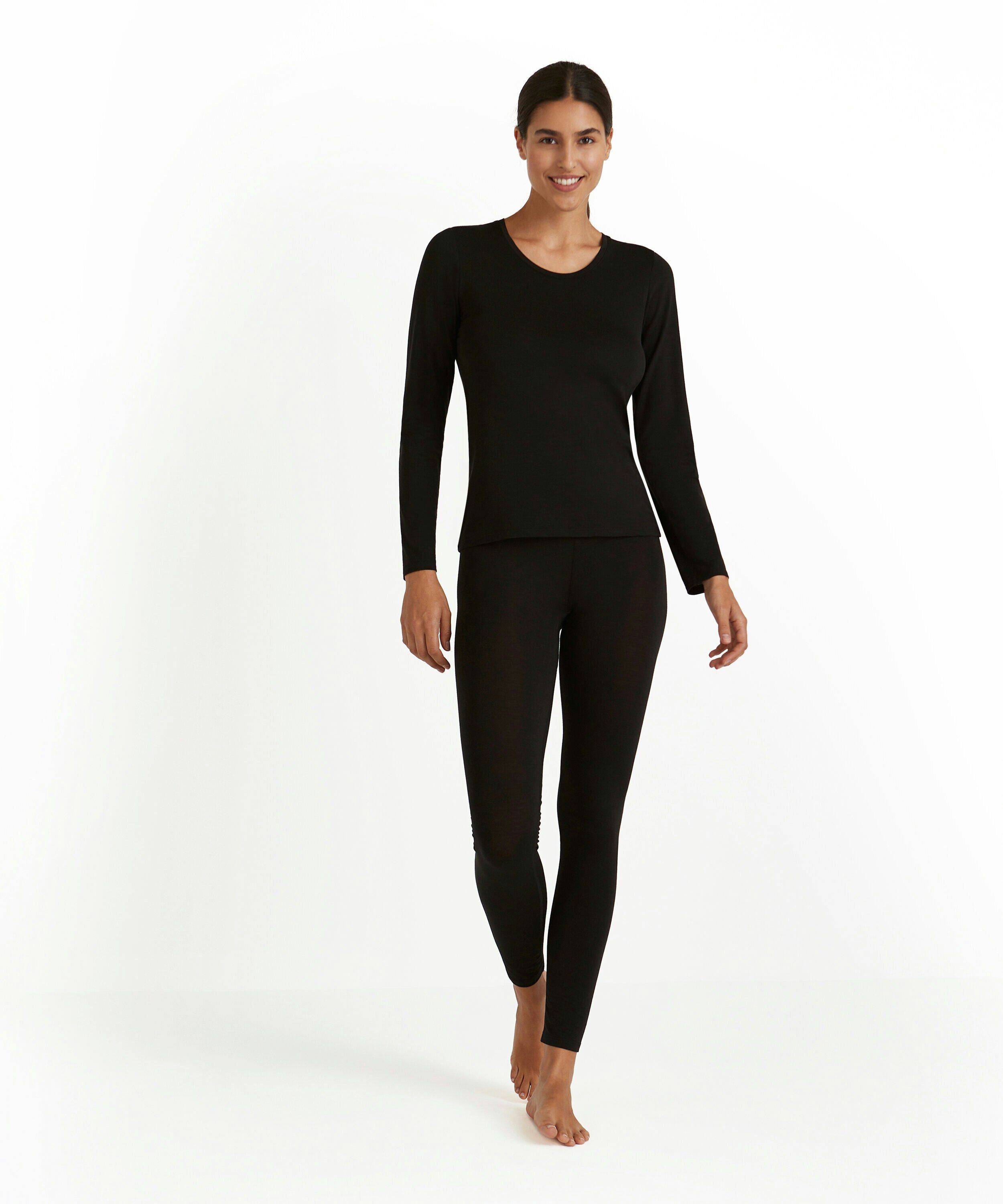 FALKE dames shirt met lange mouw Daily Climawool, zwart (black)