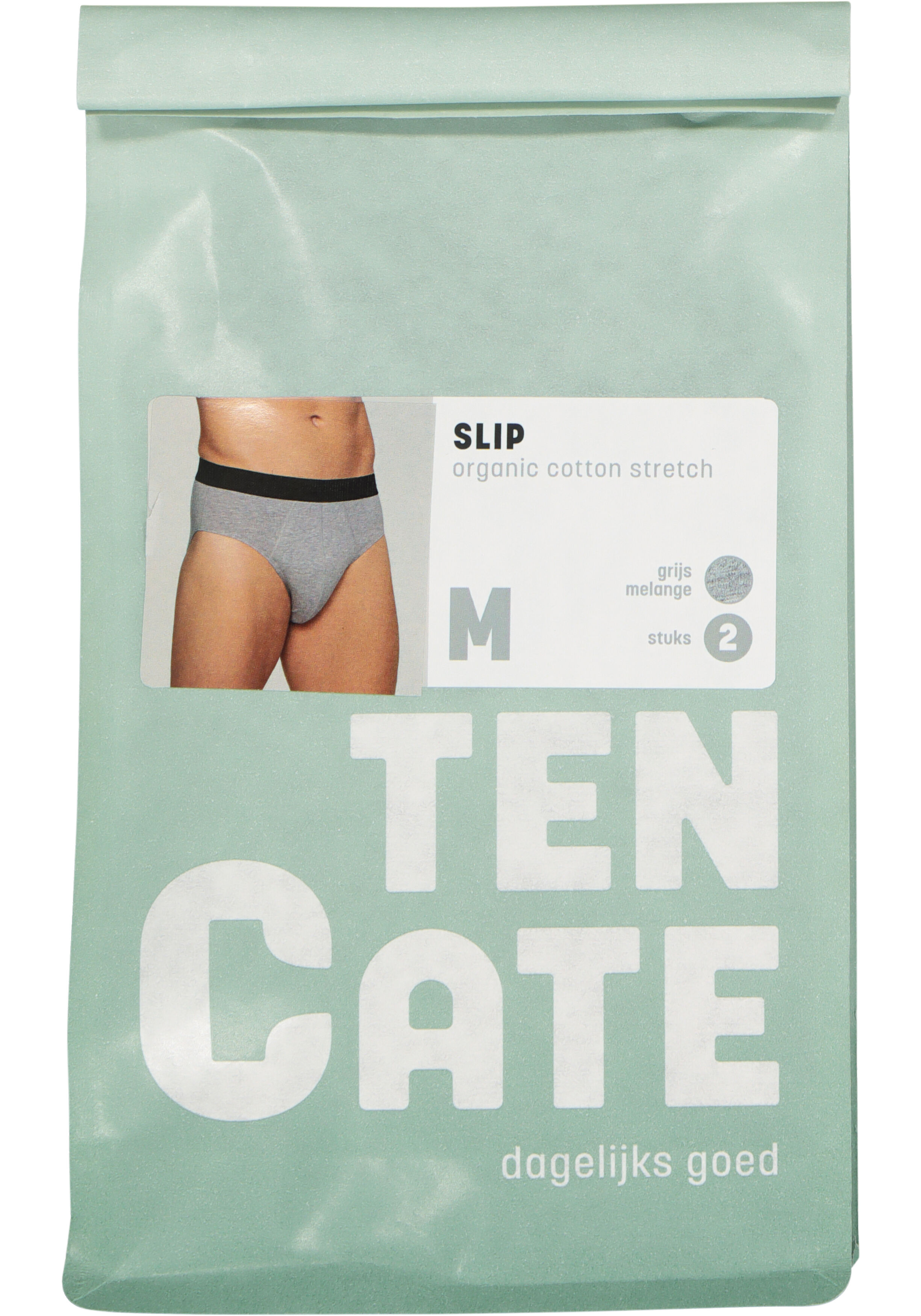 TEN CATE Basics men slip (2-pack), heren sportslips, grijs melange