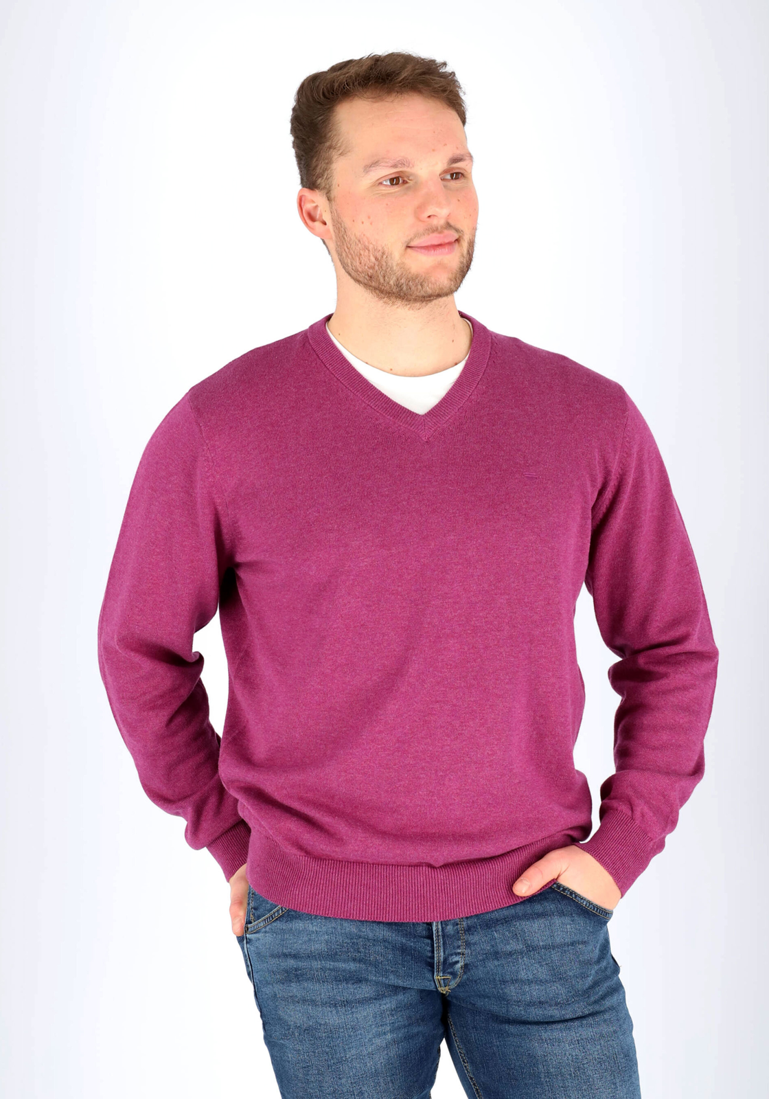 3-4049807809313-social-Shoot-Bram-G-tot-en-met-februari-2028-861181-basis_600-800_HR Redmond heren trui katoen, V-hals, magenta, donker paars-roze