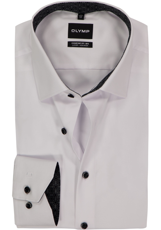 OLYMP Luxor comfort fit Big overhemd, satijnbinding, wit OLYMP Luxor comfort fit Big overhemd, satijnbinding, wit