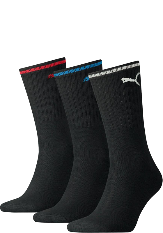 Puma Crew Sock Stripe (3-pack),  sokken, zwart gestreept Puma Crew Sock Stripe (3-pack),  sokken, zwart gestreept