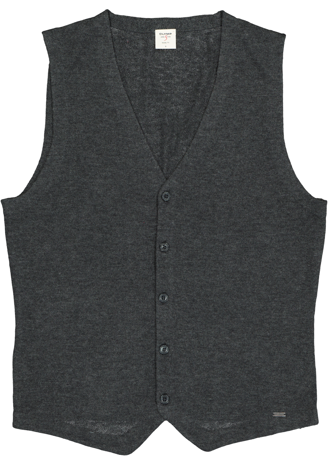 4-4053887166556_olymp_trui_HR OLYMP Level 5 body fit gilet, wol met zijde, antraciet grijs mouwloos vest