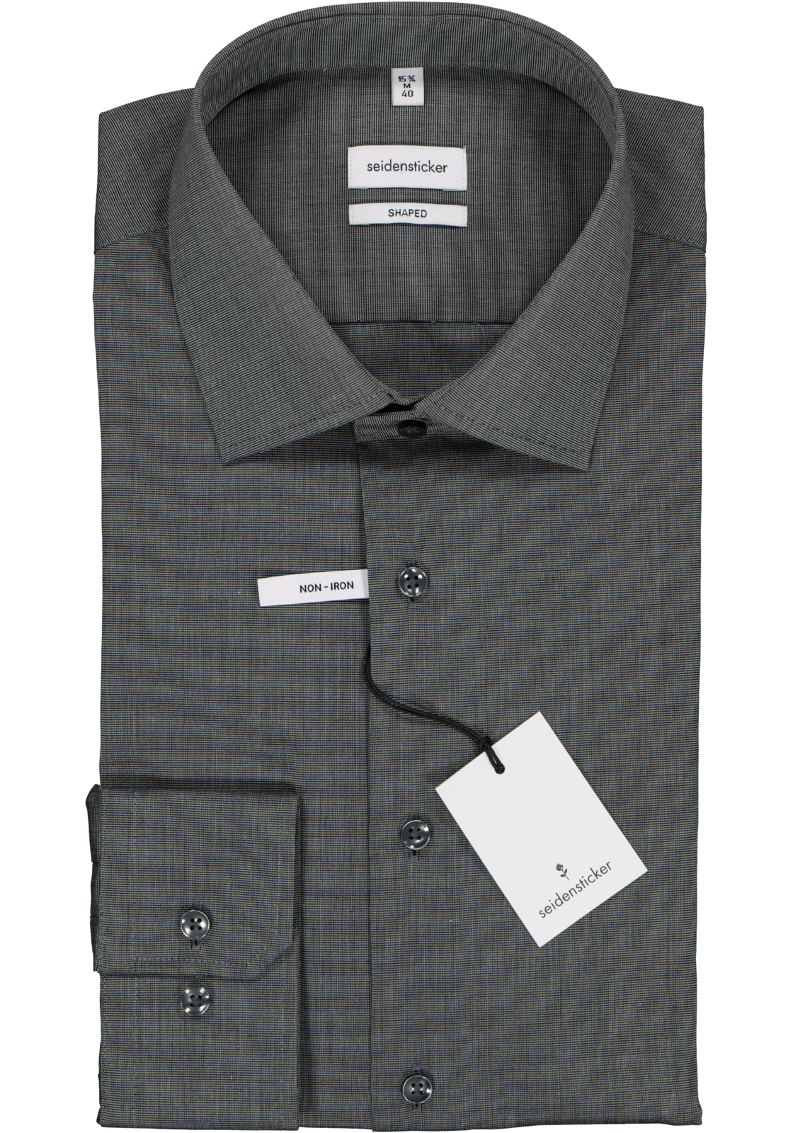 2-4048871805672_seidensticker-overhemd_HR Seidensticker shaped fit overhemd, antraciet fil a fil