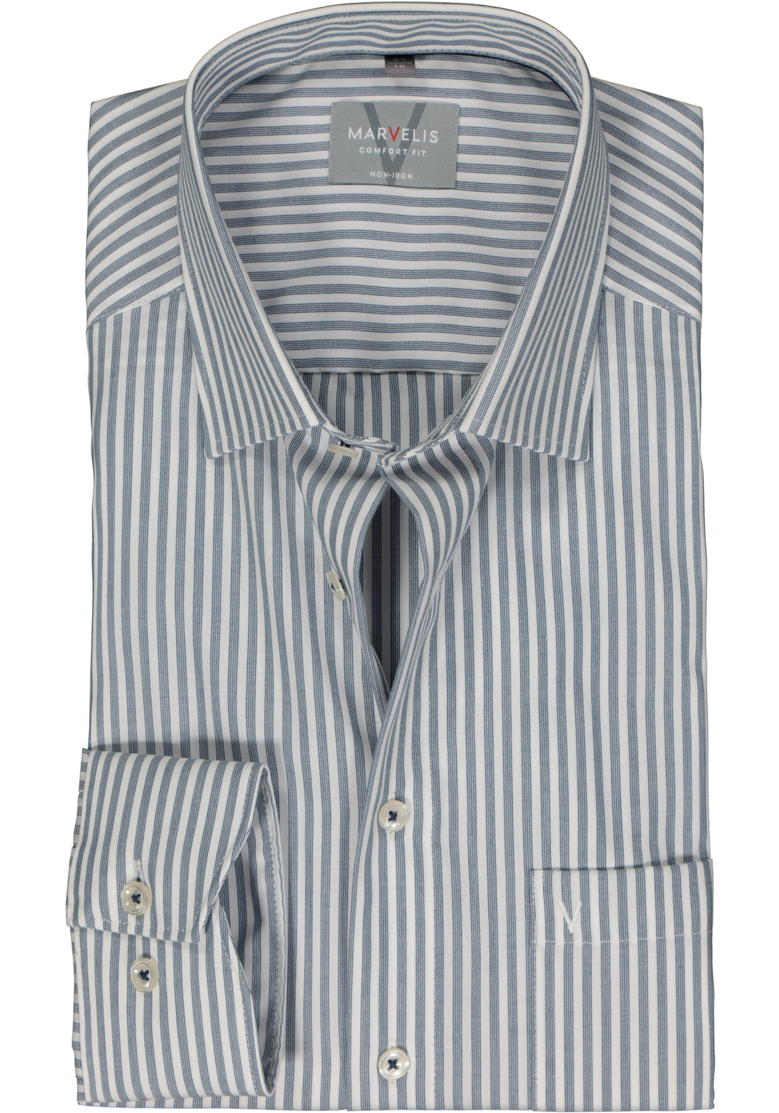 MARVELIS comfort fit overhemd, popeline, donkerblauw gestreept MARVELIS comfort fit overhemd, popeline, donkerblauw gestreept