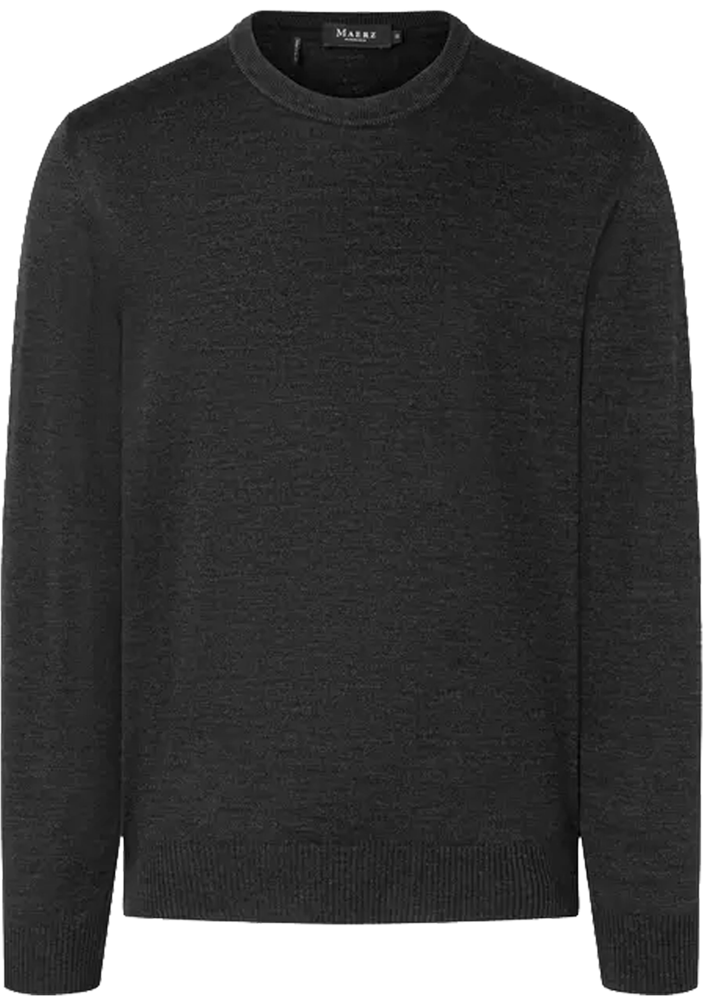 MAERZ Classic Fit heren trui met O-hals wol, antraciet grijs
