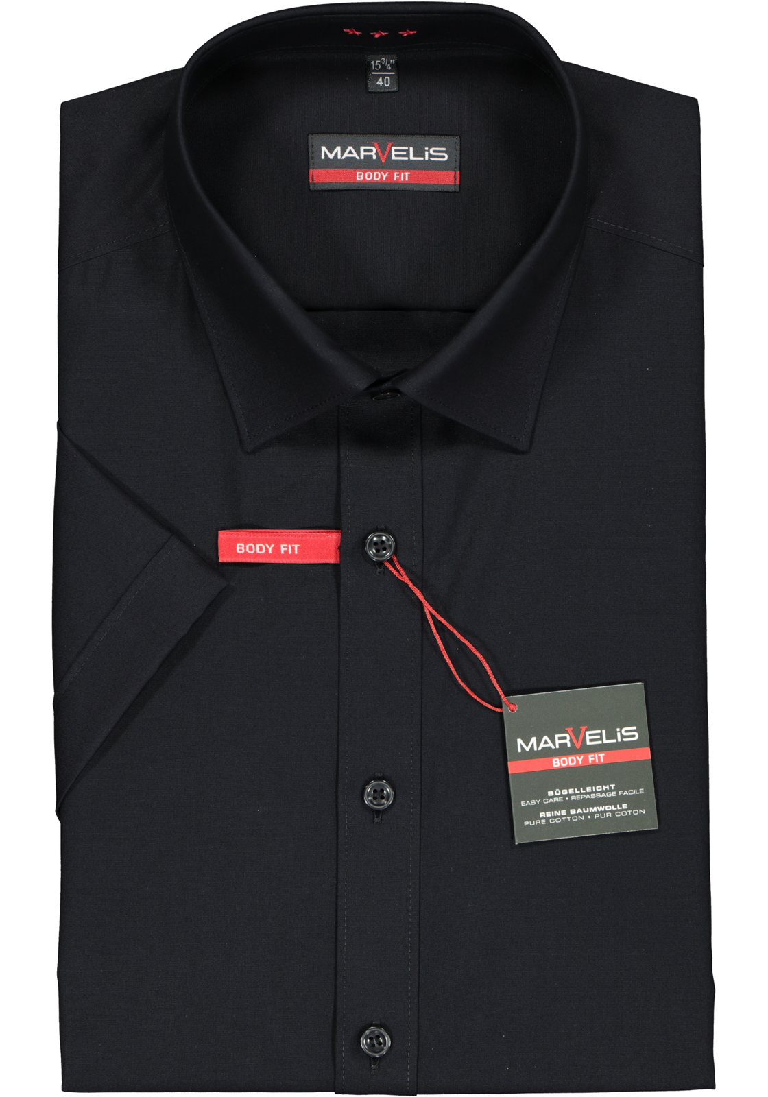 2-4032278754084_marvelis-overhemd_HR MARVELIS body fit overhemd, korte mouwen, zwart