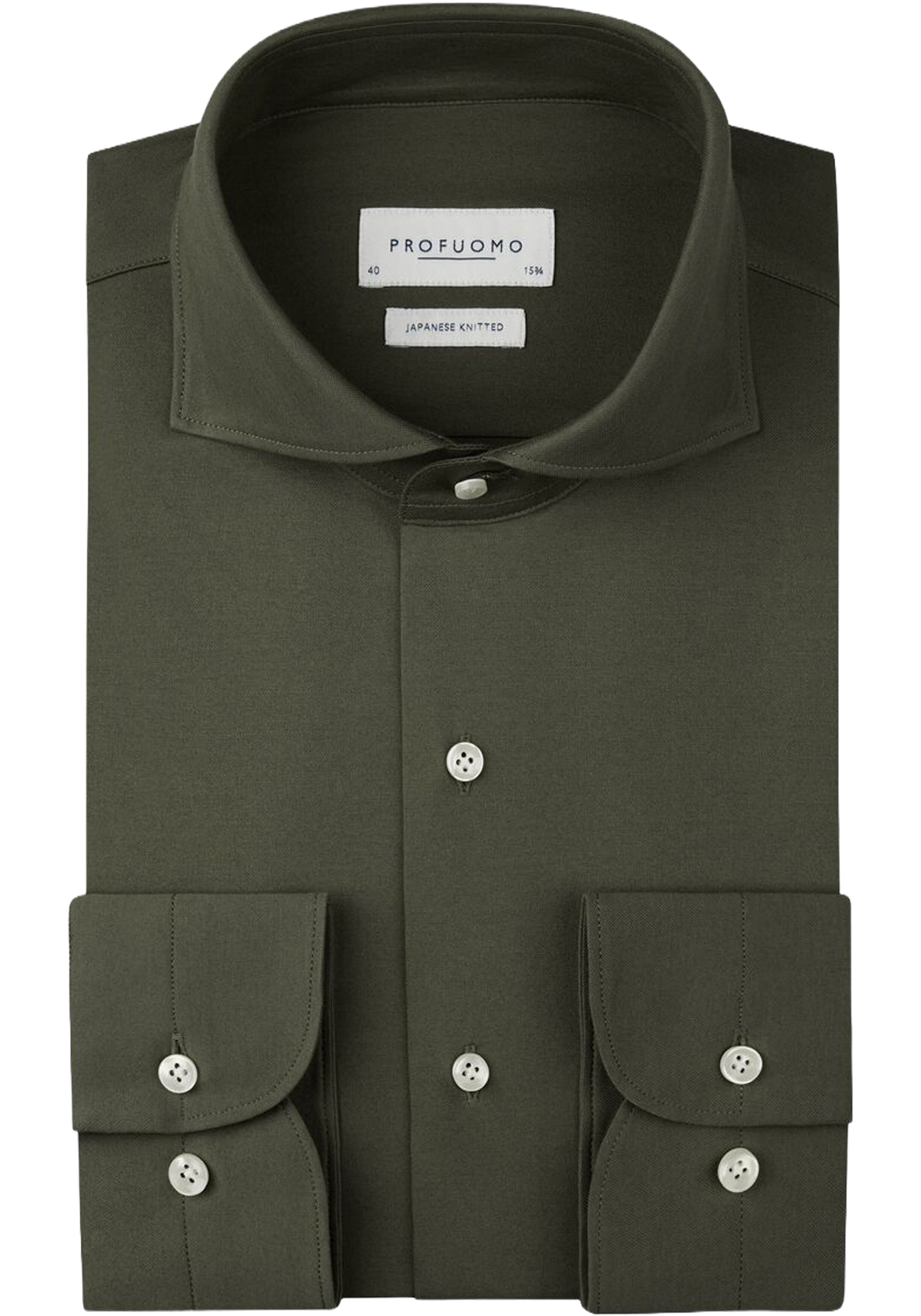Profuomo slim fit heren overhemd, jersey, groen