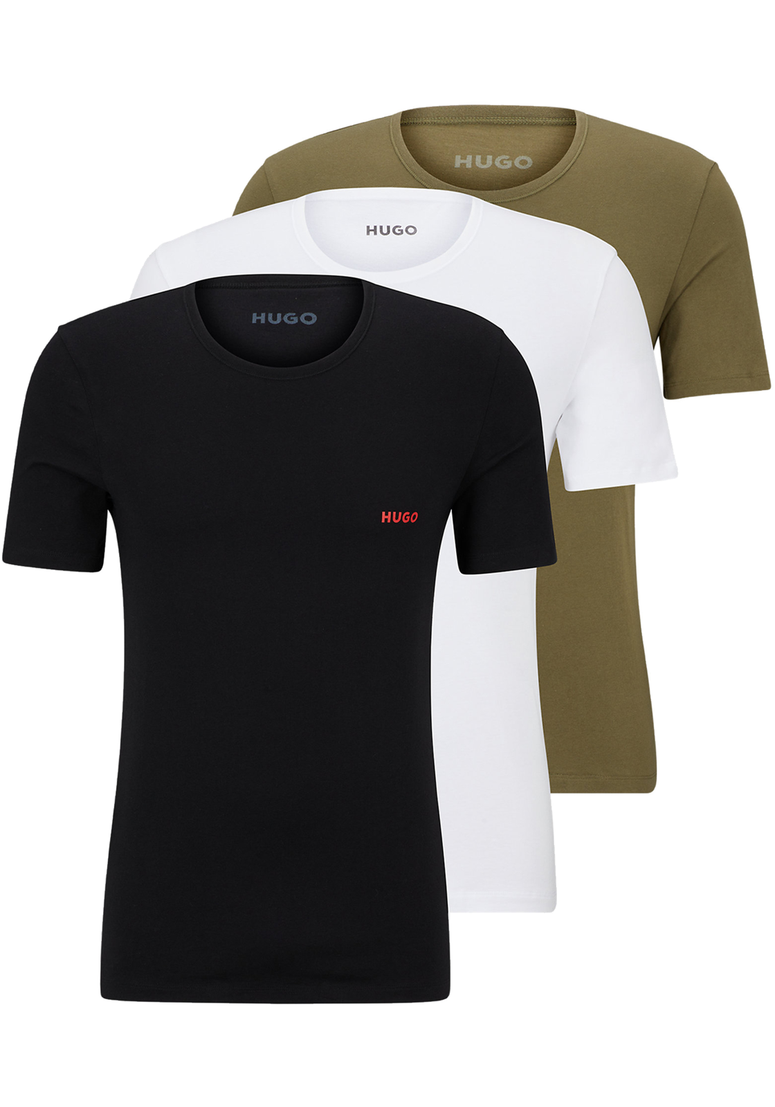 1-4063539236650-50480088-345-tshirts-hugo_boss_HR HUGO T-shirts regular fit (3-pack), heren T-shirts O-hals, groen, wit, zwart