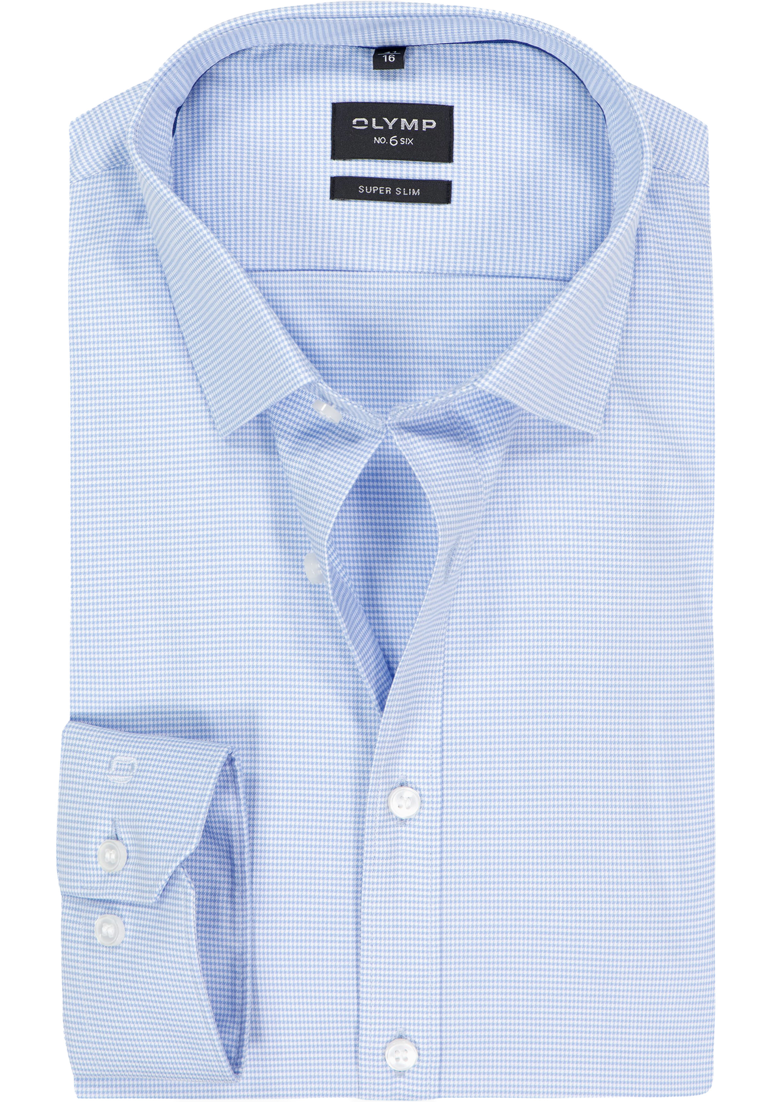 OLYMP No. Six super slim fit overhemd, lichtblauw geruit 