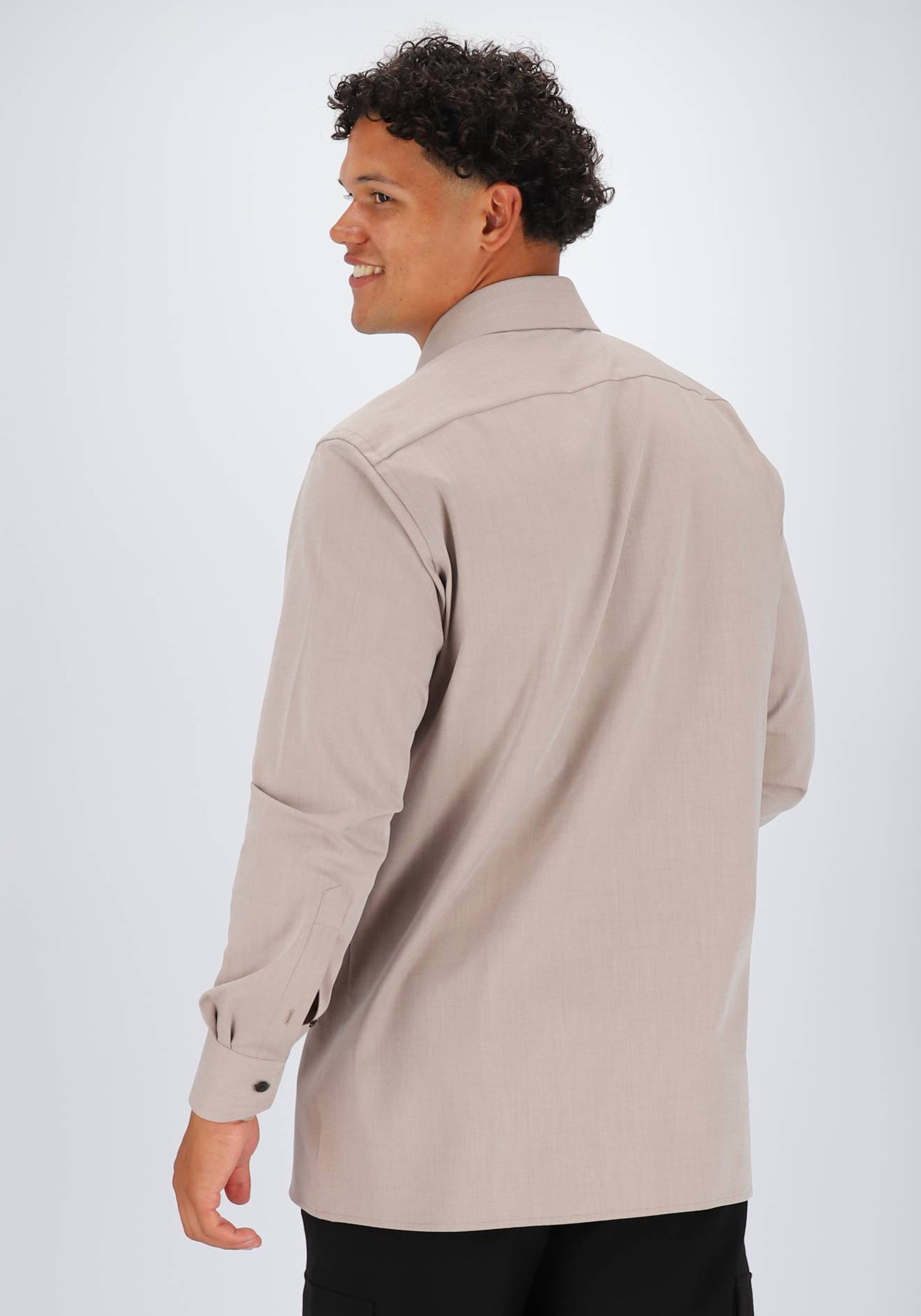 OLYMP 24/7 Luxor modern fit overhemd, twill, noga bruin