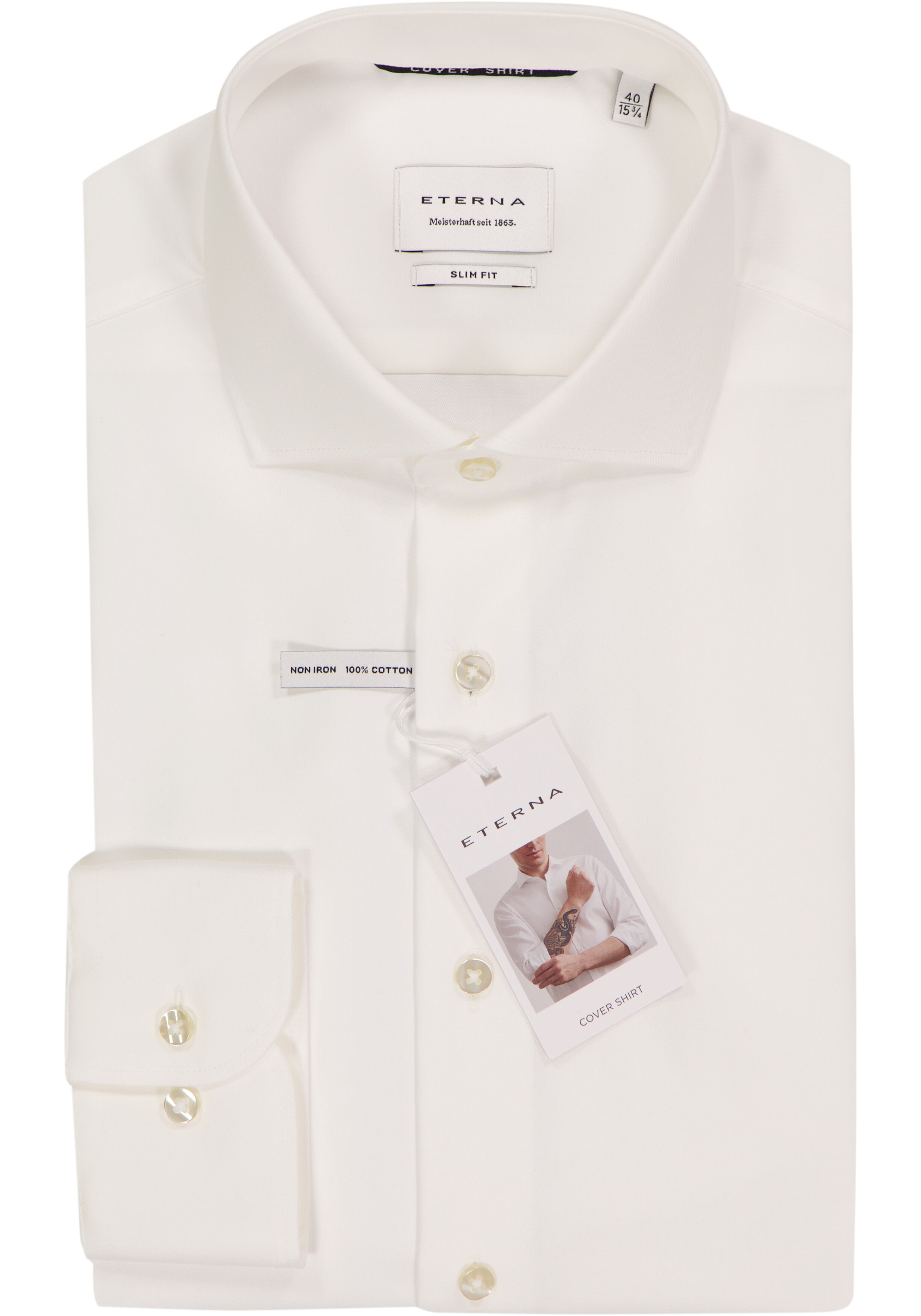 ETERNA slim fit overhemd, twill, ecru