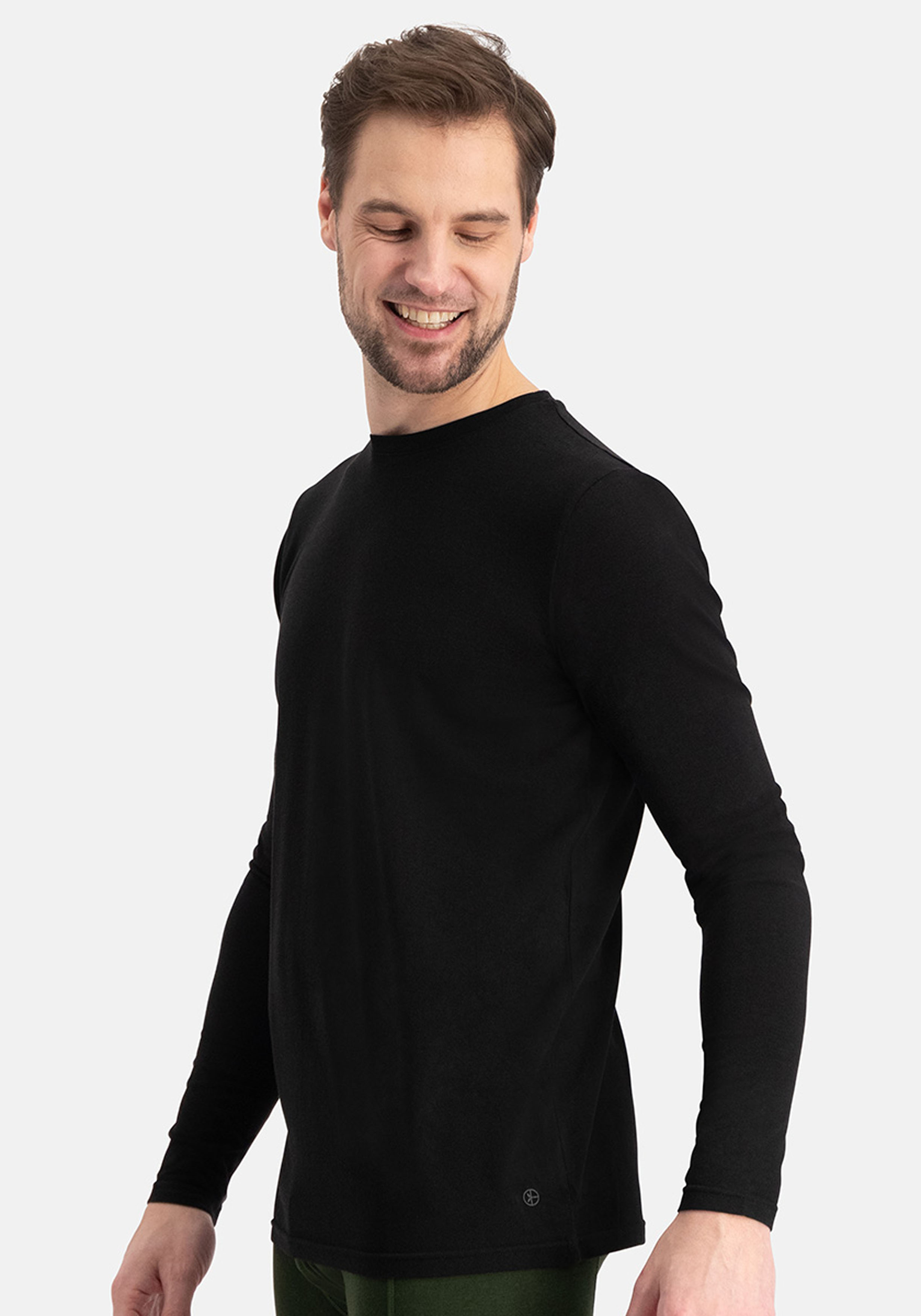 Bamboo Basics Ralph round neck longsleeve (2-pack), heren T-shirt, zwart