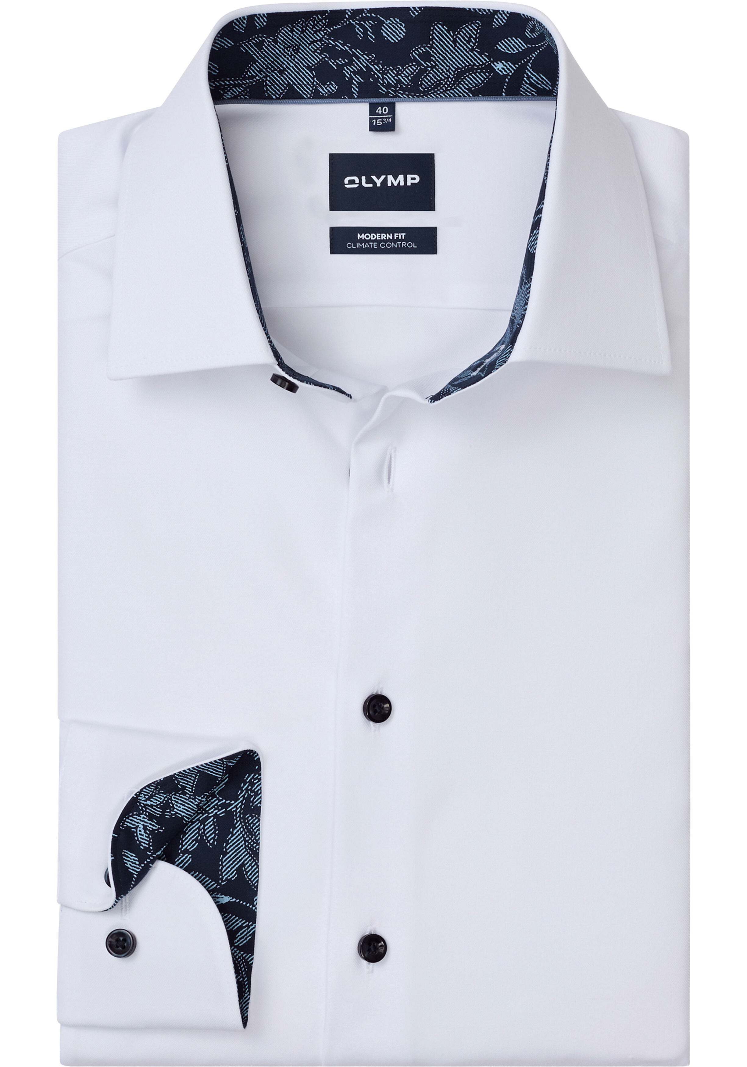 OLYMP 24/7 Luxor modern fit overhemd, mouwlengte 7, twill, wit