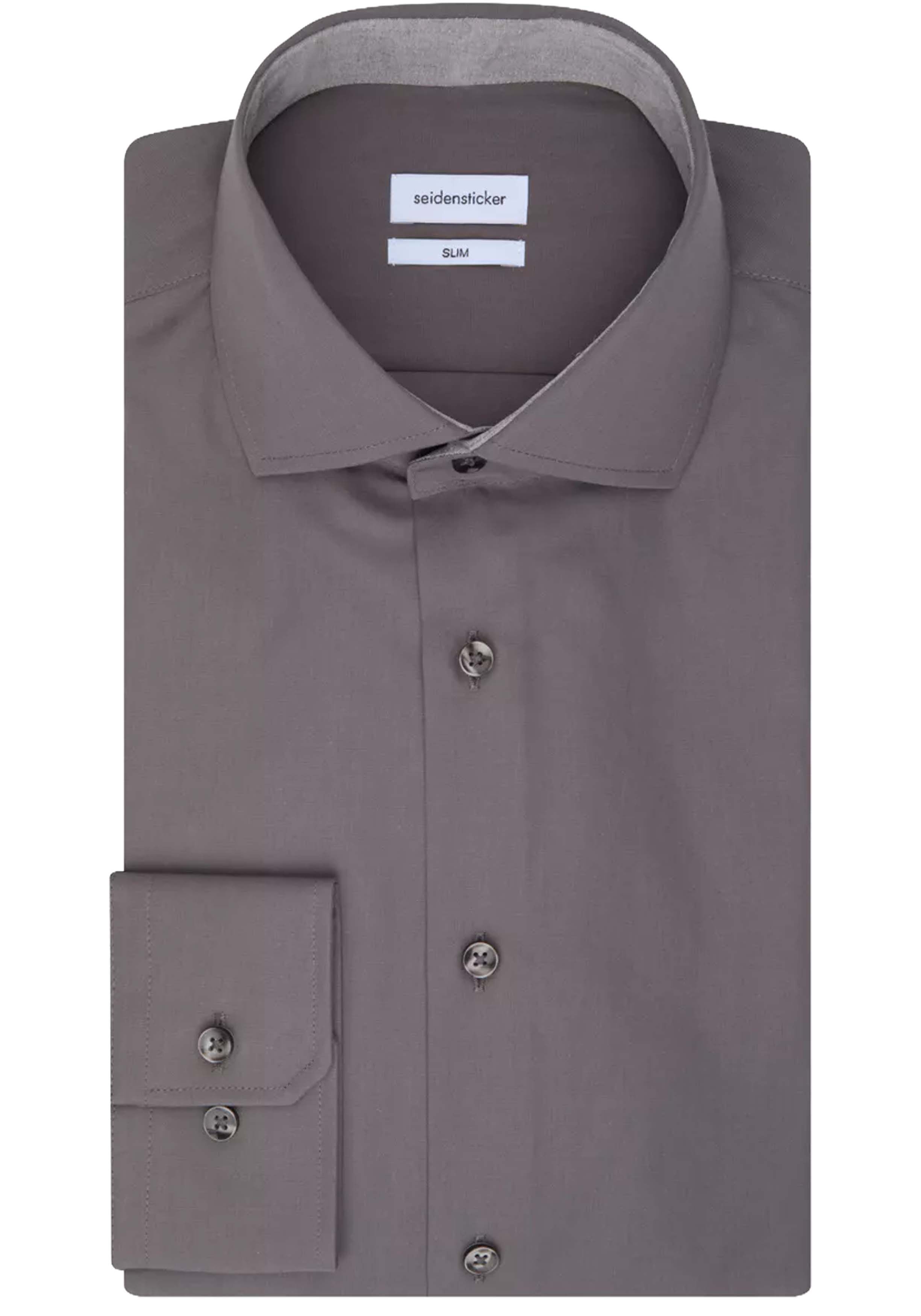 Seidensticker slim fit overhemd, popeline, grijs