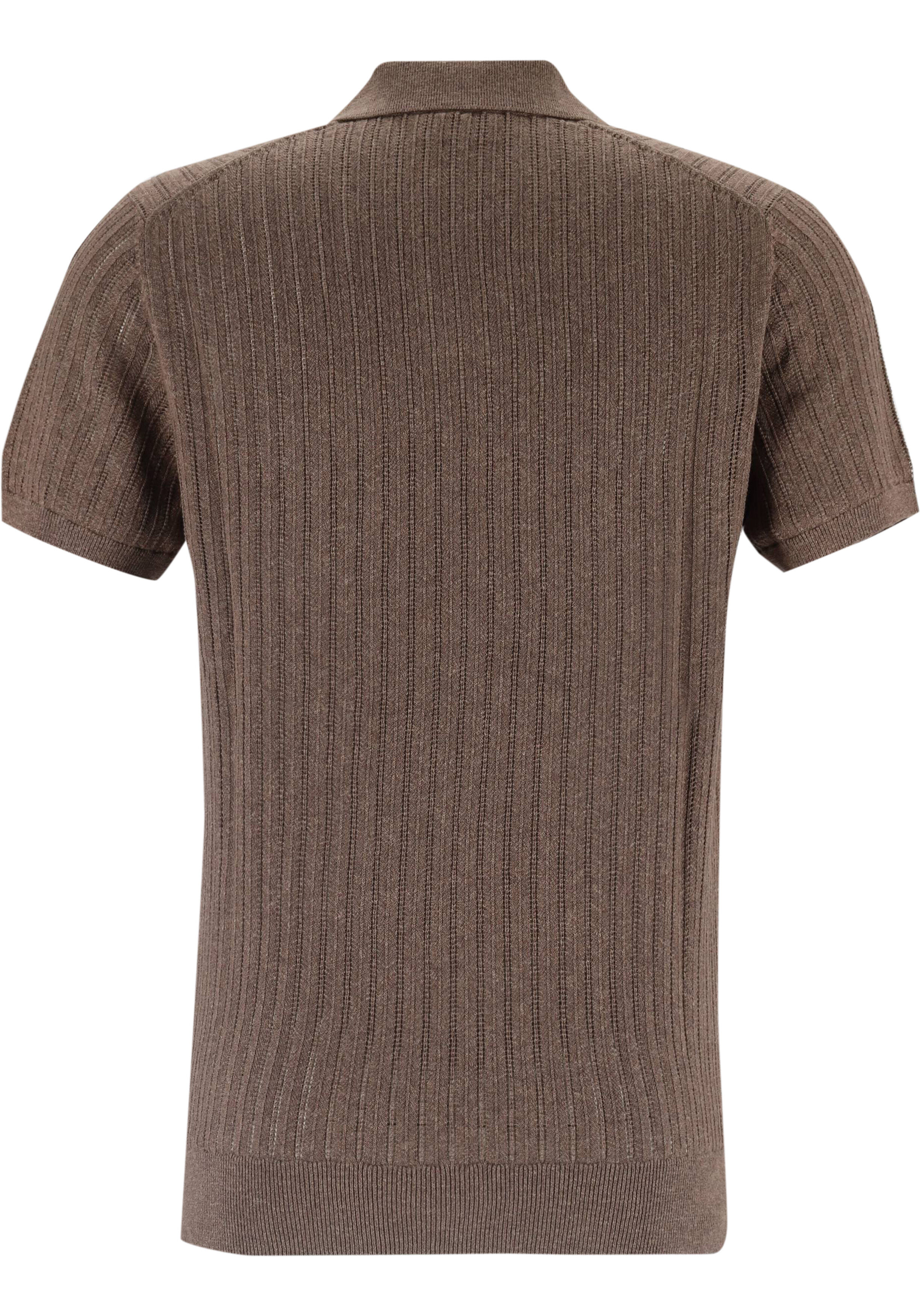 Profuomo slim fit heren polo, bruin