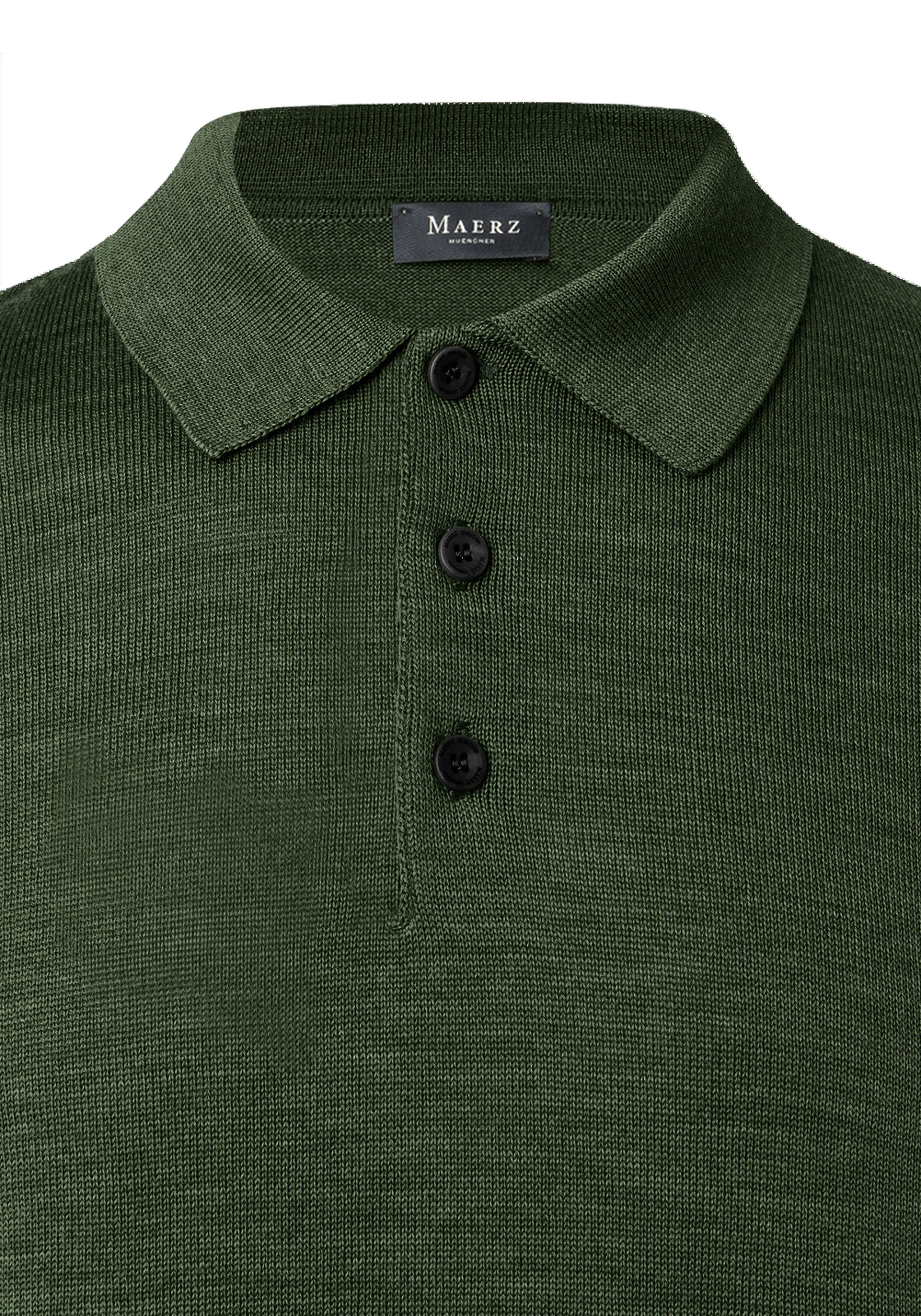 MAERZ Classic Fit heren trui met polokraag wol, groen