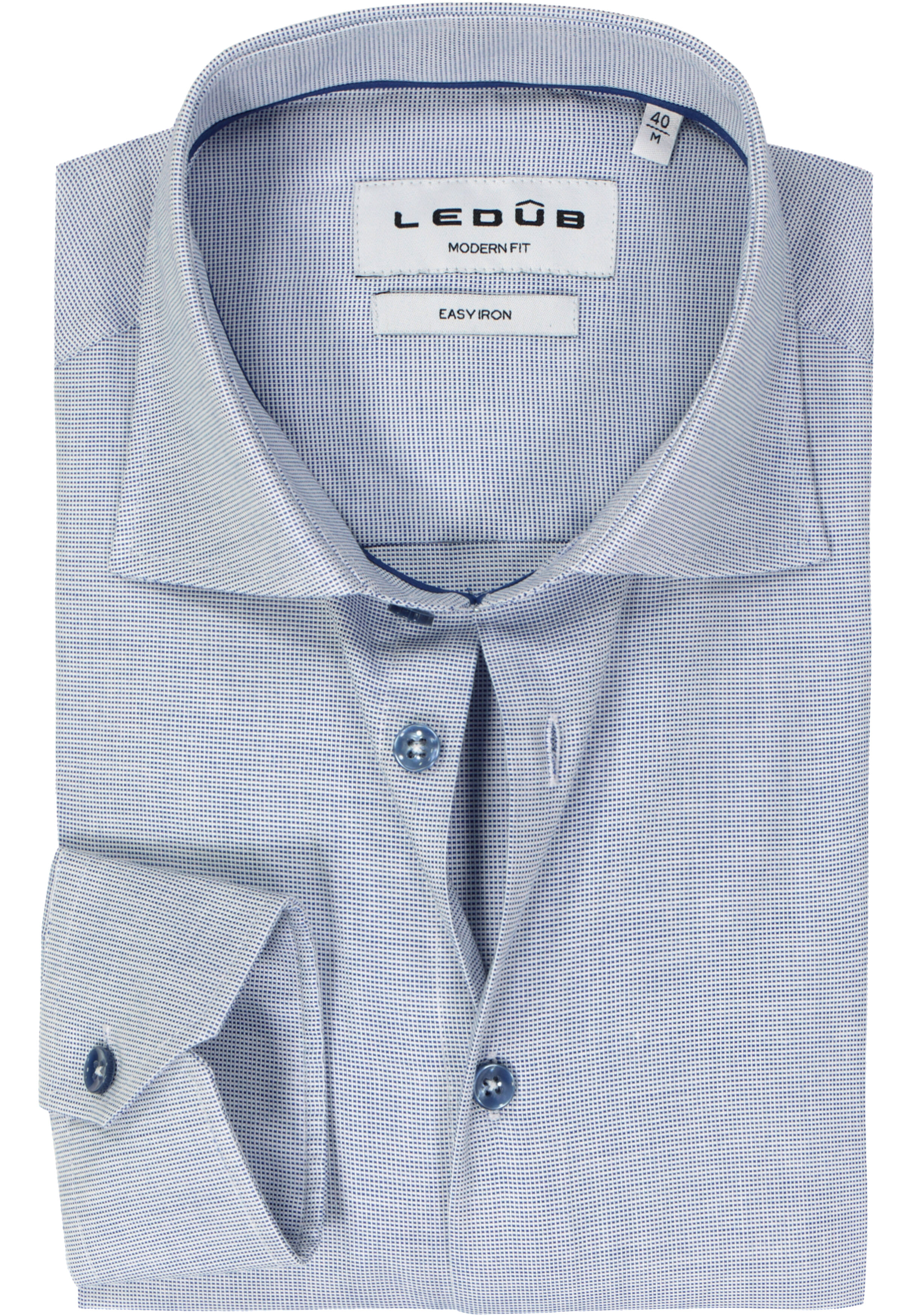 Ledub modern fit overhemd, popeline, donkerblauw