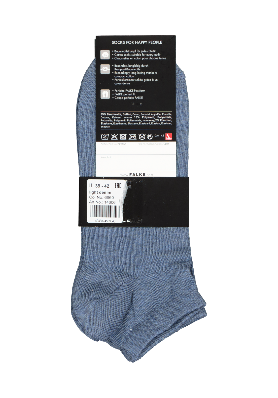 4-4043874509343_falke_sokken_2p_HR FALKE Happy heren enkelsokken (2-pack), jeansblauw (light denim)