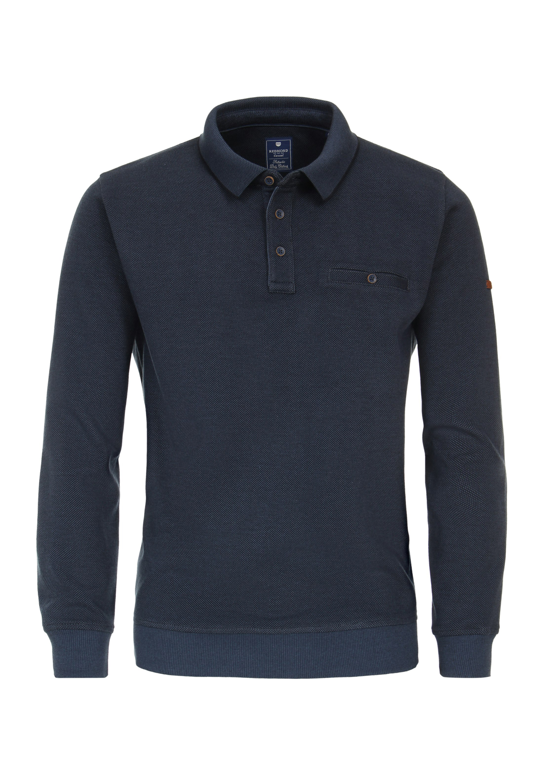 Redmond heren sweatshirt katoenmengsel, polo kraag, blauw (middeldik) Redmond heren sweatshirt katoenmengsel, polo kraag, blauw (middeldik)