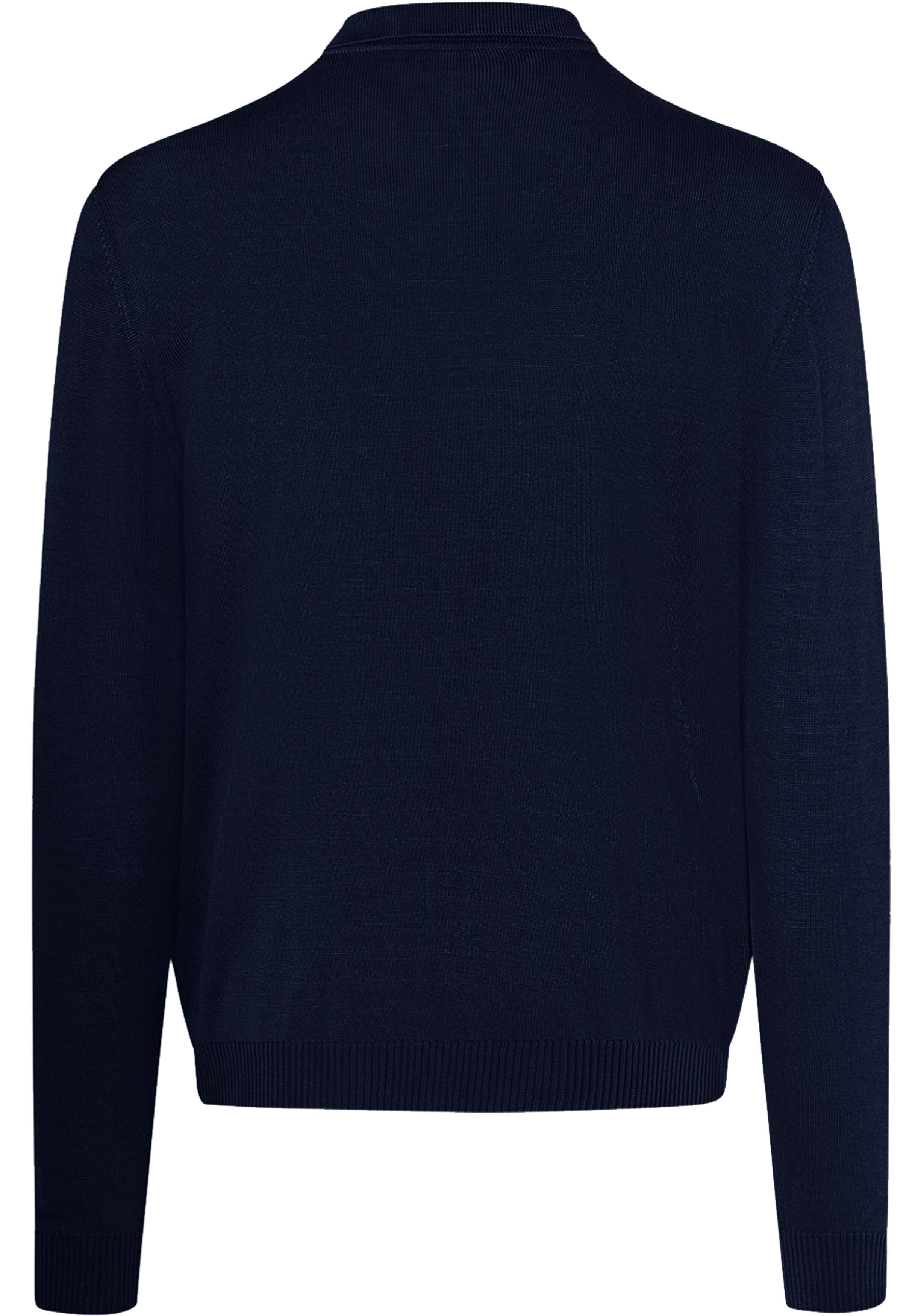 MAERZ Classic Fit heren trui met polokraag wol, navy blauw