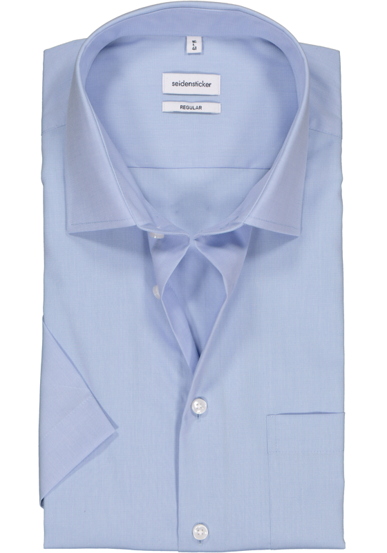 Seidensticker regular fit overhemd, korte mouw, lichtblauw fil a fil Seidensticker regular fit overhemd, korte mouw, lichtblauw fil a fil