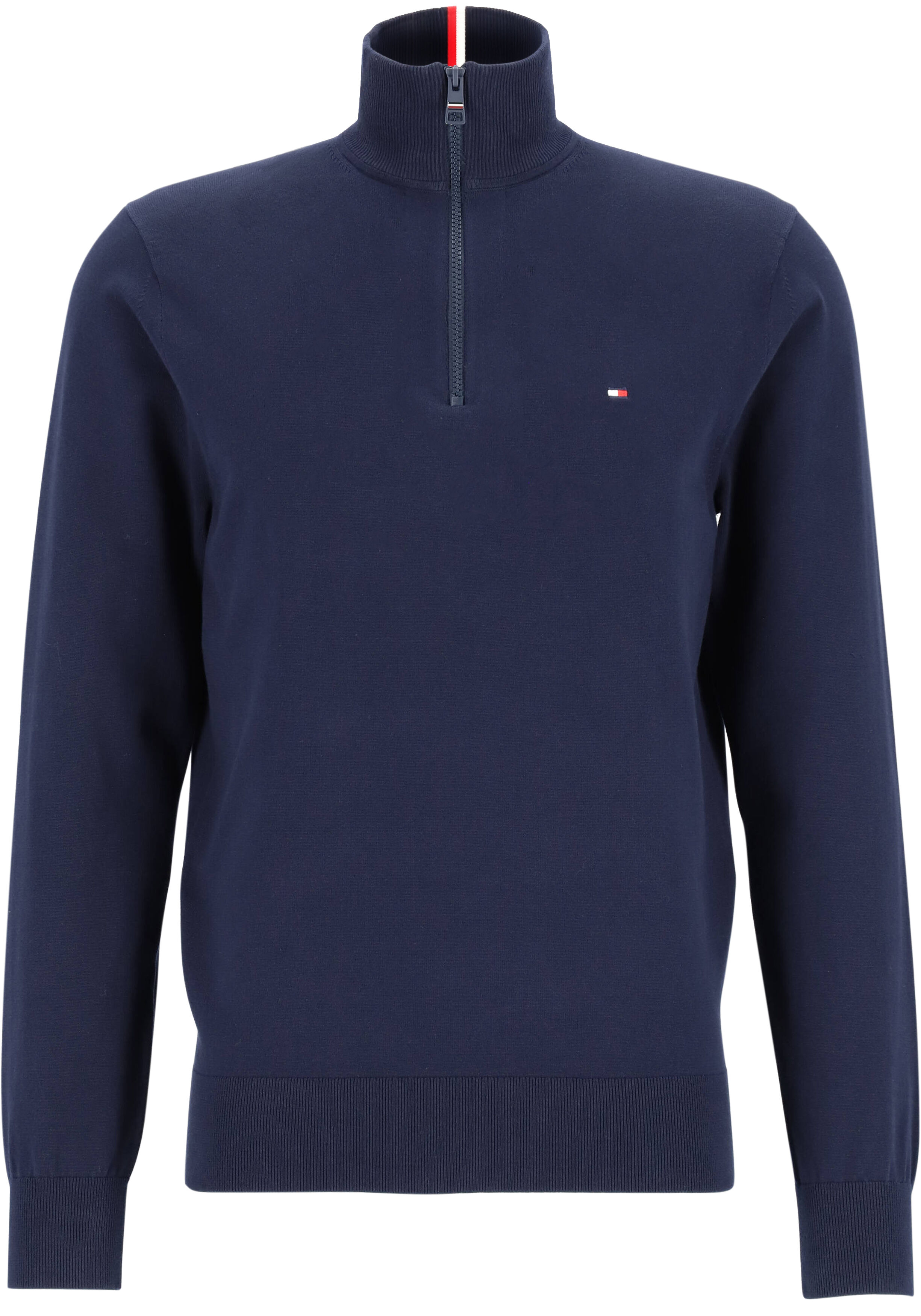 Tommy Hilfiger schipperstrui katoen, 1985 zip mock, donkerblauw (Desert Sky)