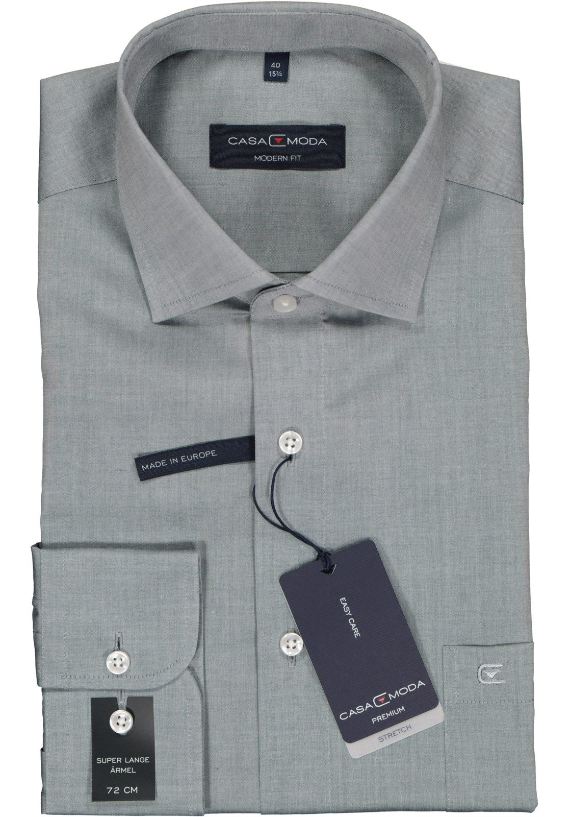2-4060031412186_casa-moda-overhemd_HR CASA MODA modern fit overhemd, mouwlengte 72 cm, grijs