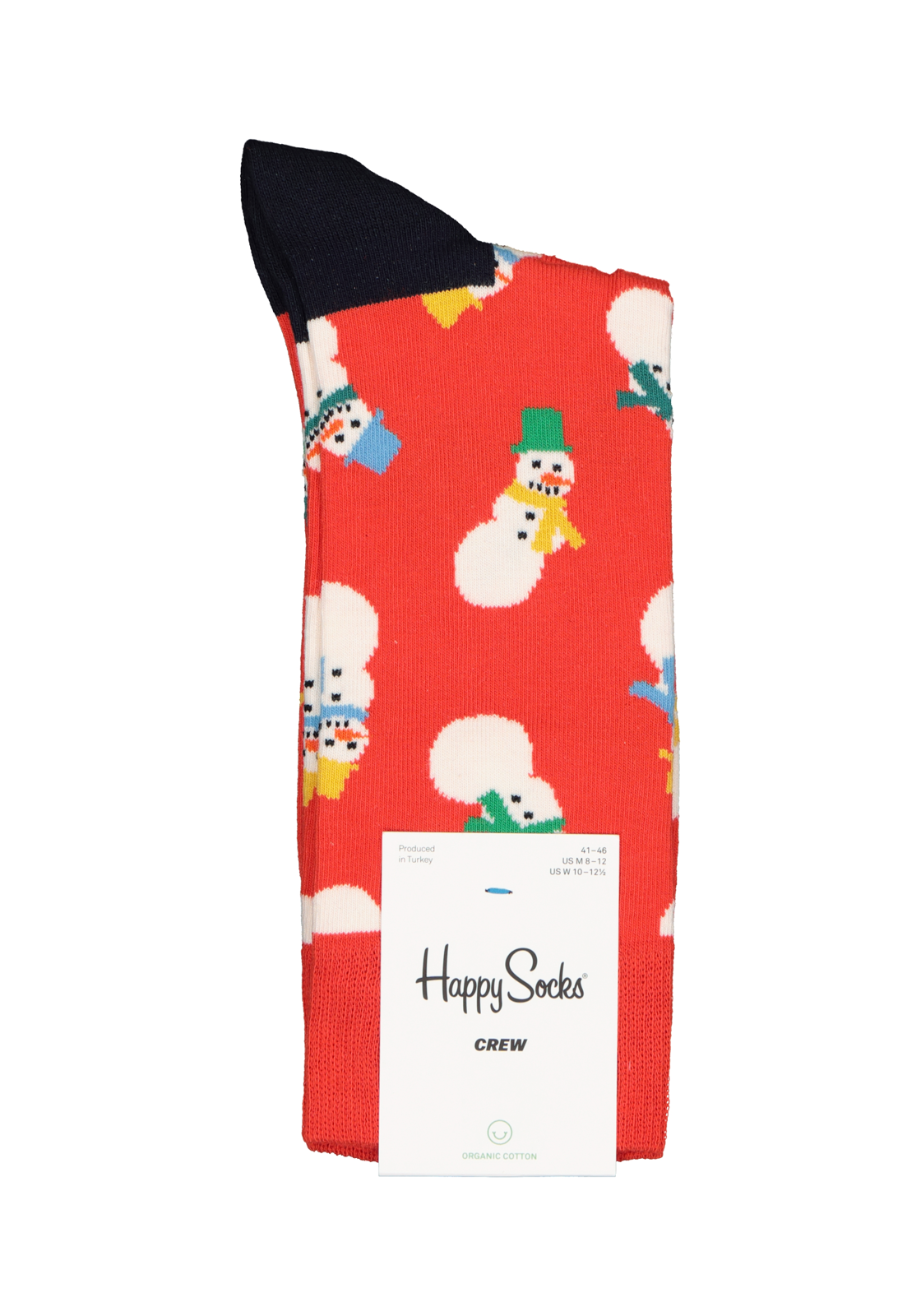 3-7333102466287_happy_socks_HR Happy Socks Snowman Sock, unisex sokken, rood met sneeuwpoppen