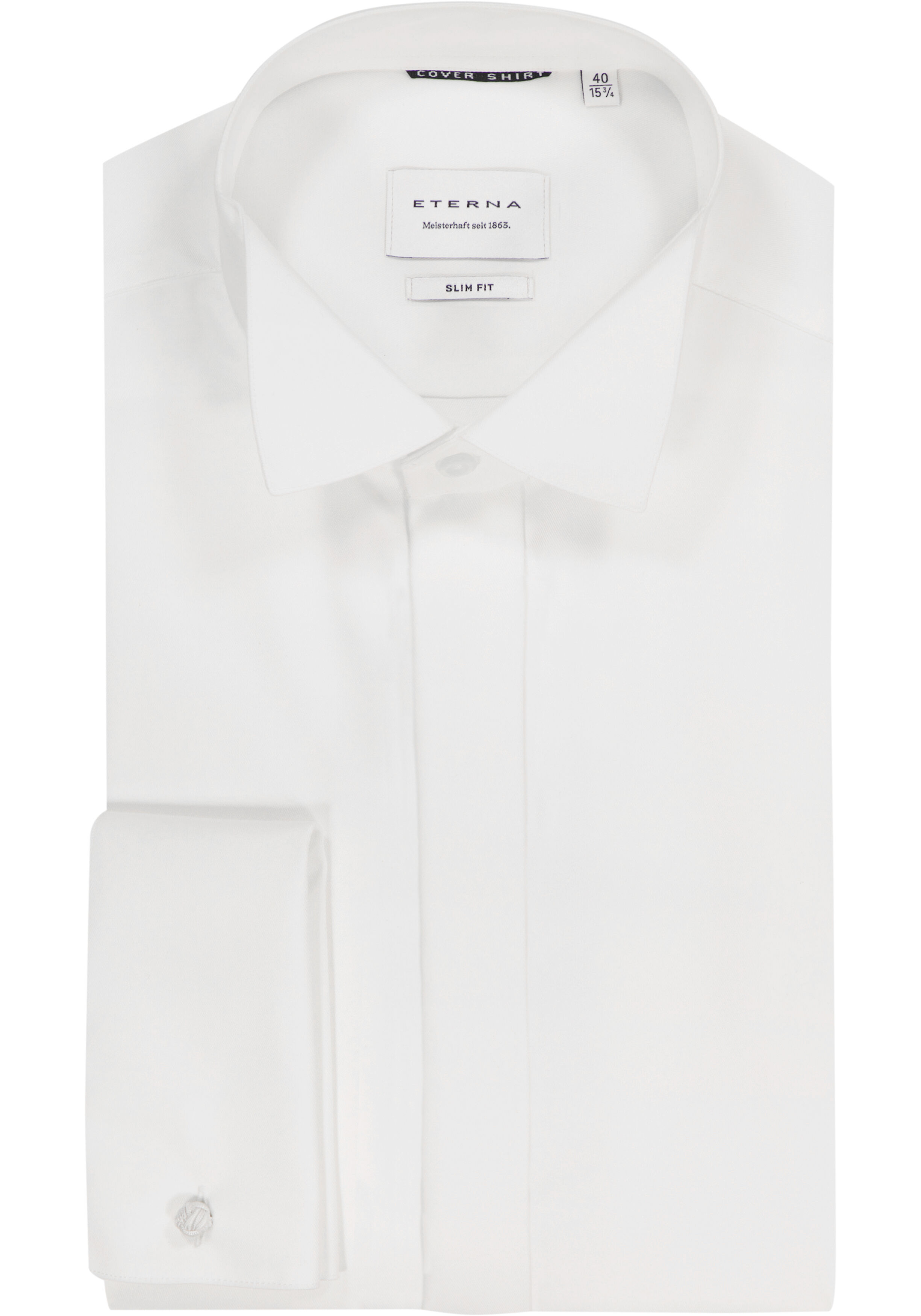 ETERNA slim fit overhemd, dubbele manchet, niet doorschijnend twill heren overhemd, wit