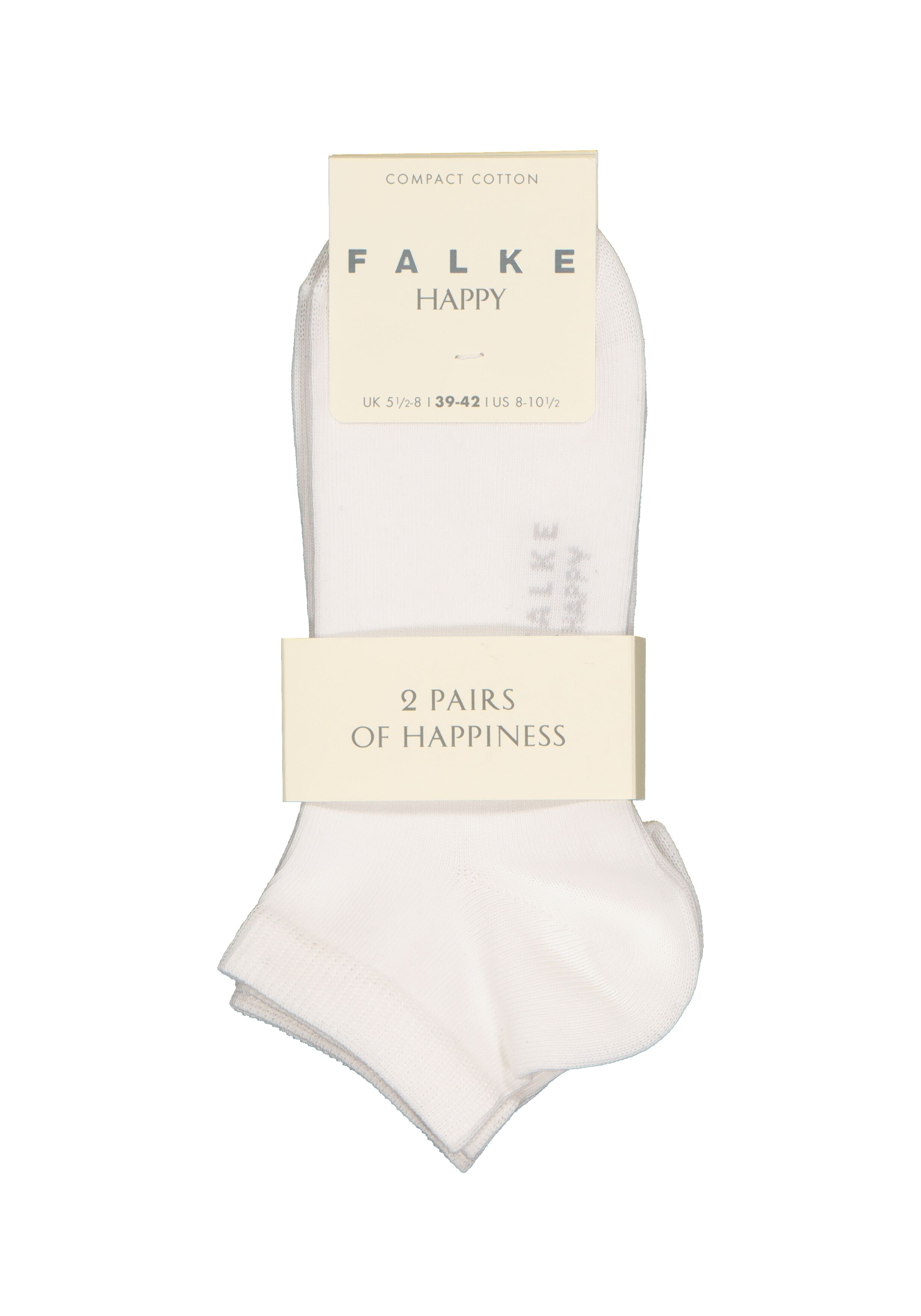 FALKE Happy dames enkelsokken (2-pack), katoen, wit (white)