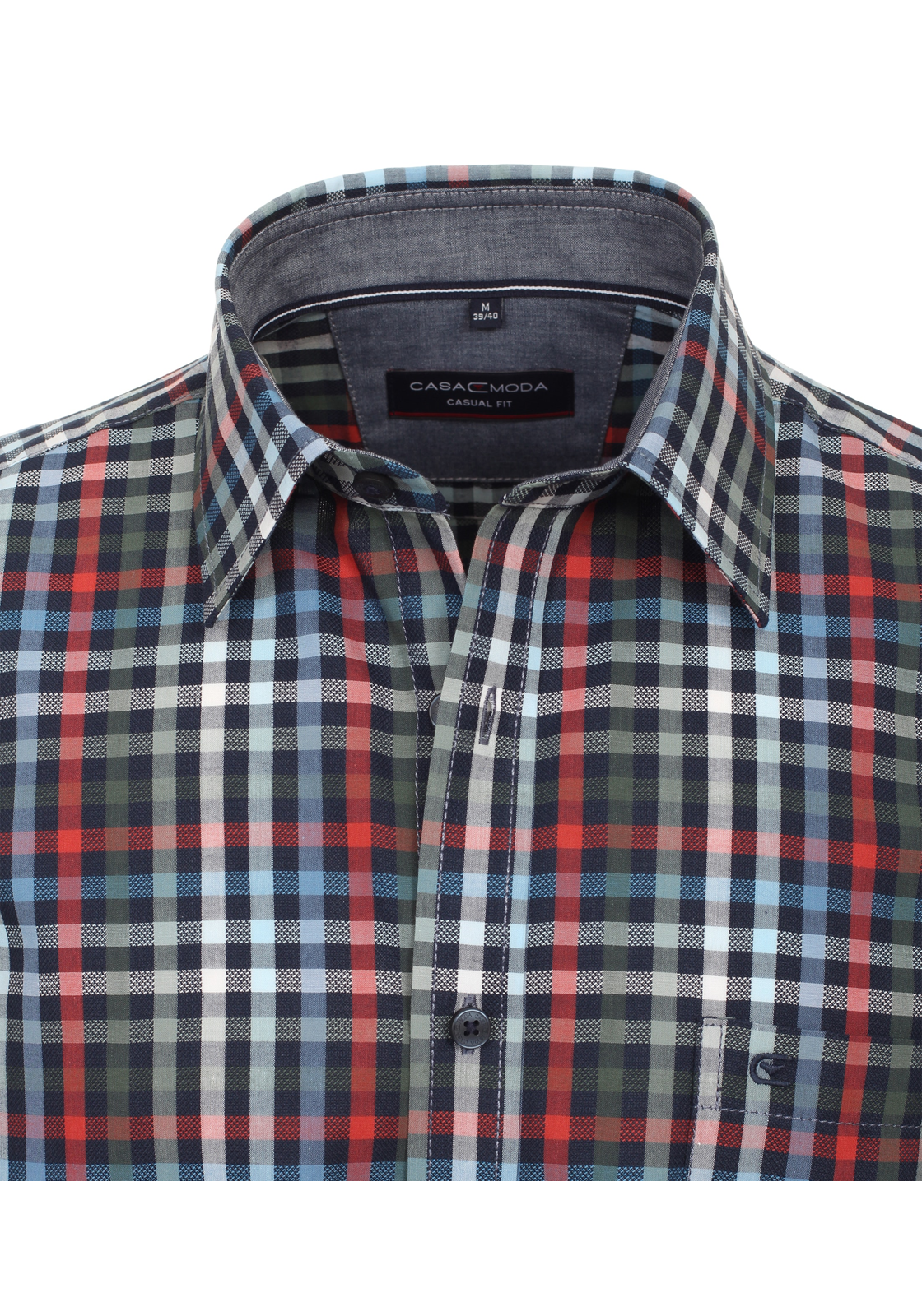 CASA MODA Sport casual fit overhemd, korte mouw, dobby, groen geruit - 944267400-300 CASA MODA Sport casual fit overhemd, korte mouw, dobby, groen geruit - 944267400-300