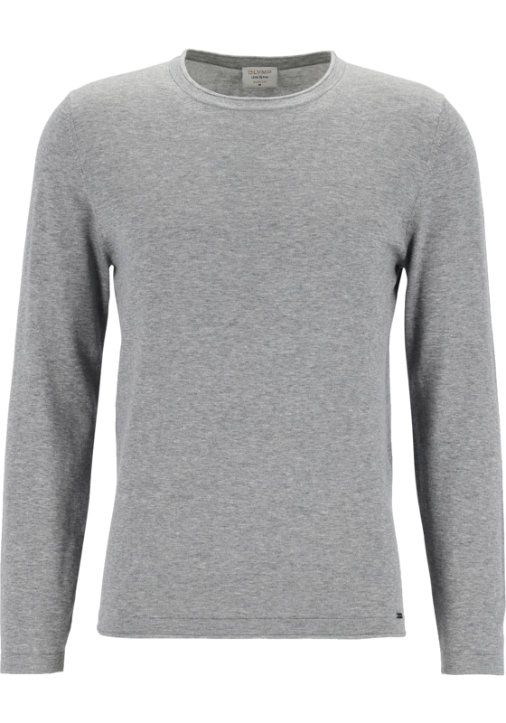 OLYMP Level 5 body fit trui katoen, O-hals, zilvergrijs OLYMP Level 5 body fit trui katoen, O-hals, zilvergrijs