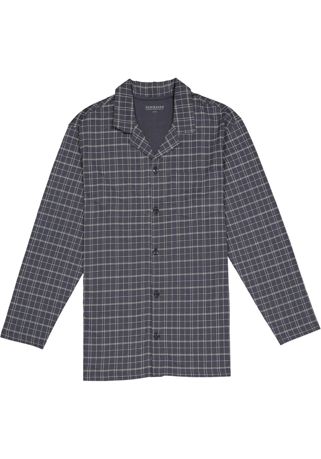 2-4007064784859_schiesser-pyjama_HR SCHIESSER heren pyjama, met knoopjes, grijs geruit