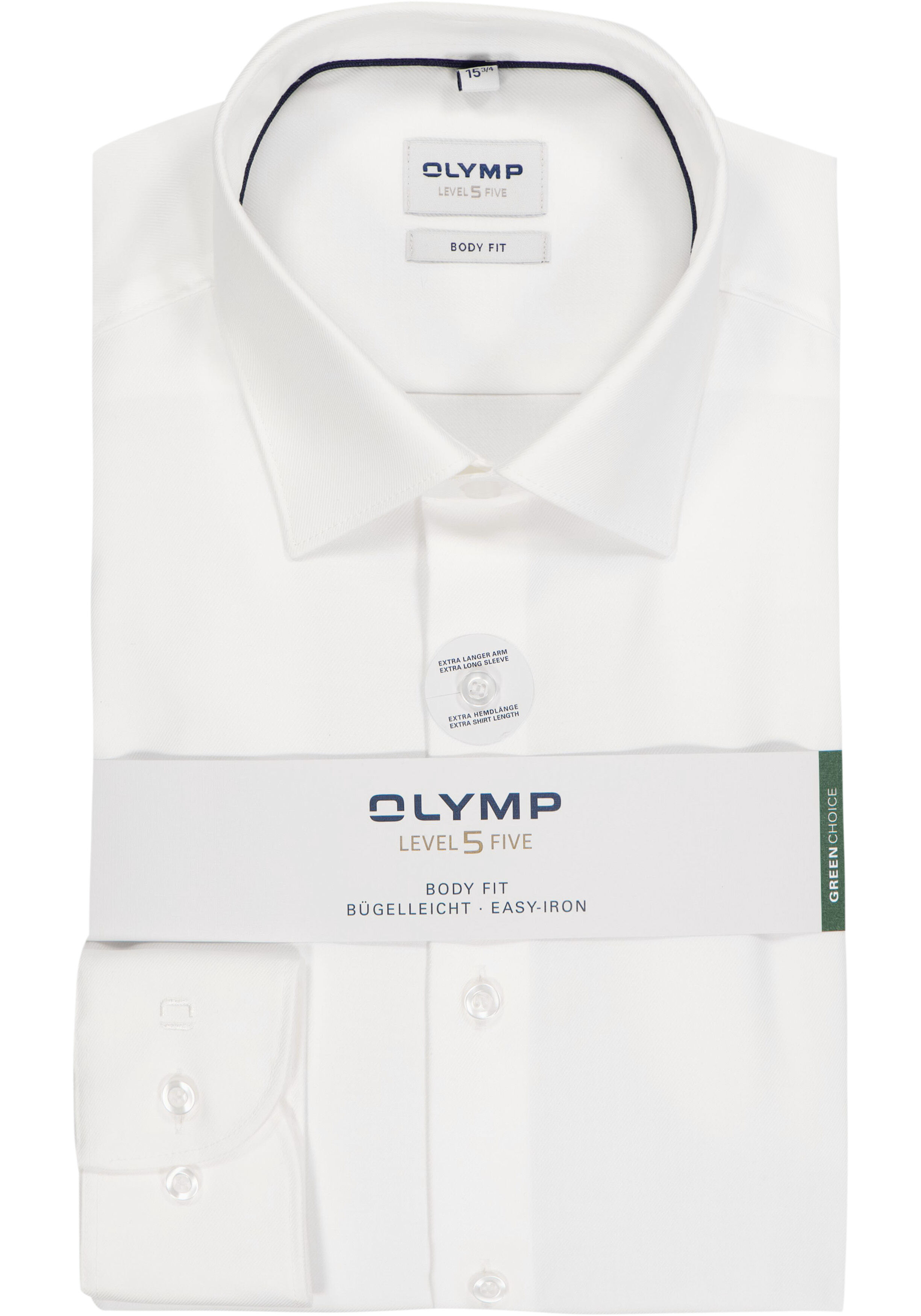 OLYMP Level 5 body fit overhemd, mouwlengte 7, twill, lichtbeige