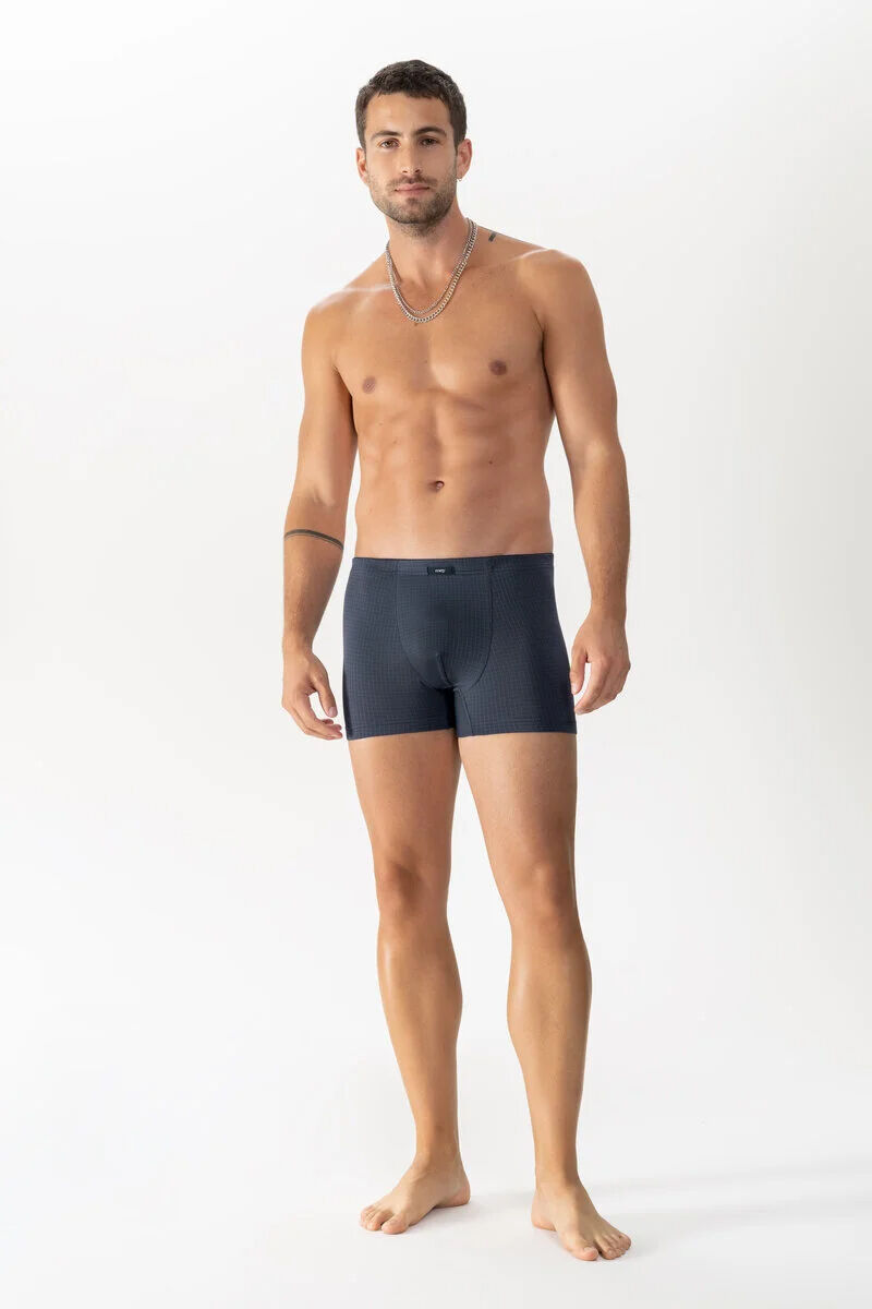 Mey heren shorty Blue Check, boxers kort, donkerblauw