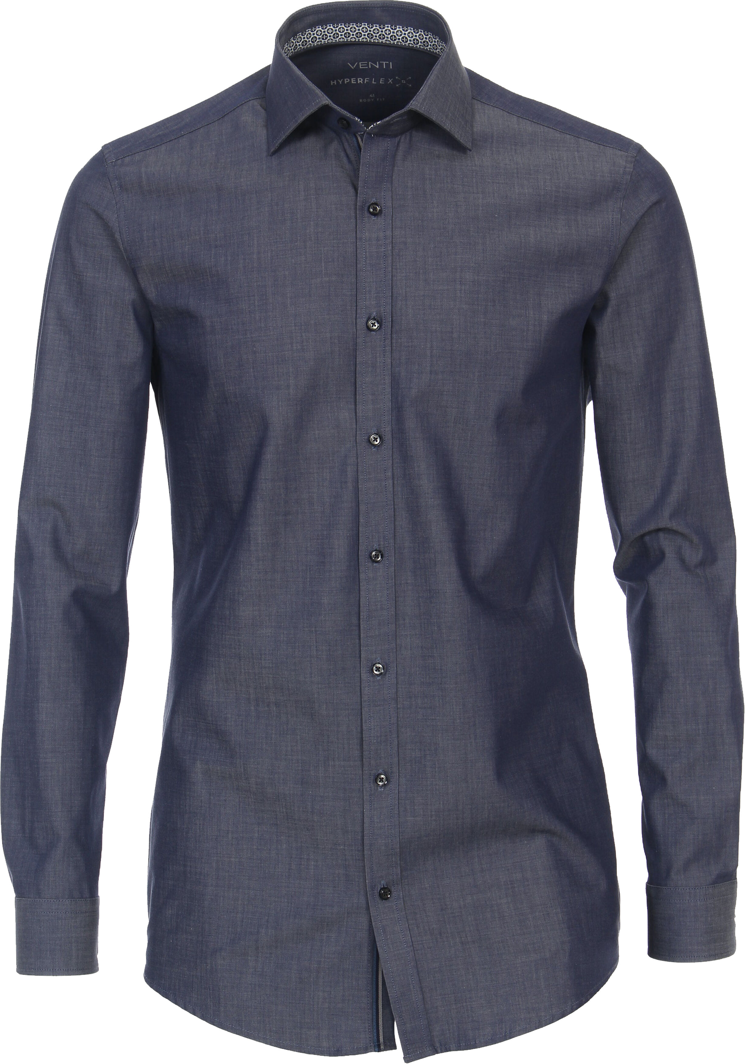 VENTI body fit overhemd, twill, blauw
