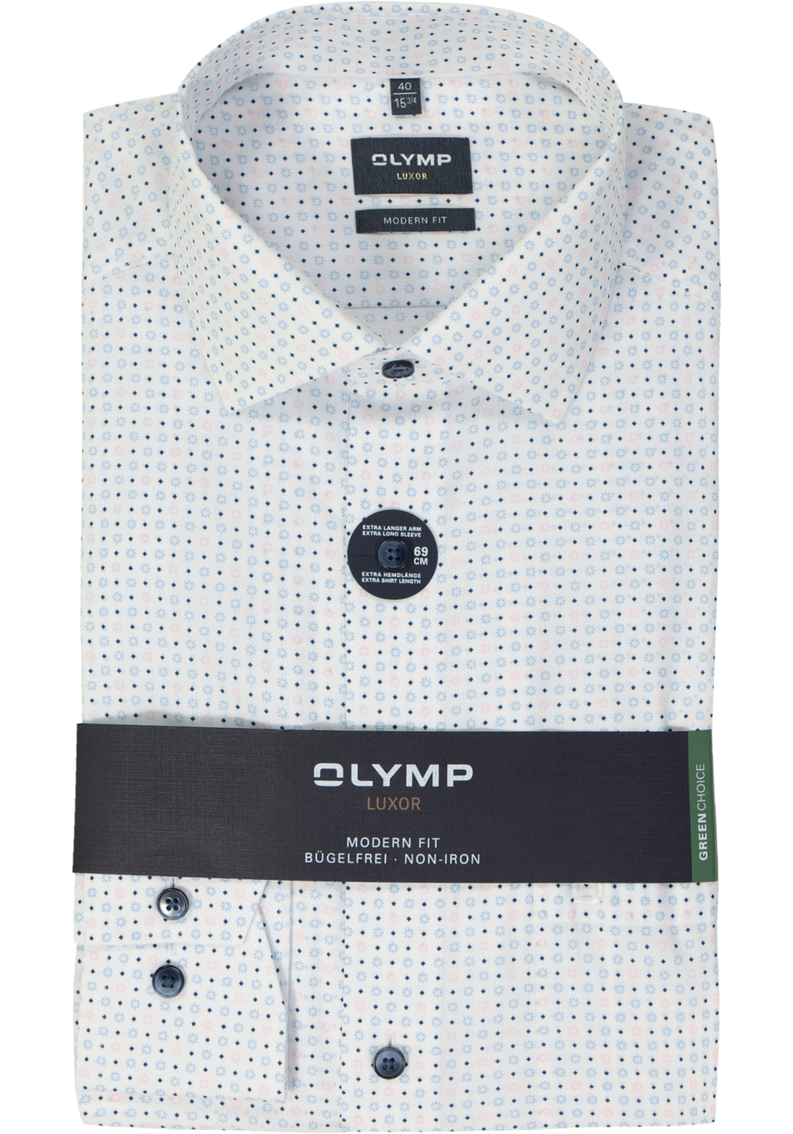 OLYMP modern fit overhemd, mouwlengte 7, popeline, roze dessin OLYMP modern fit overhemd, mouwlengte 7, popeline, roze dessin