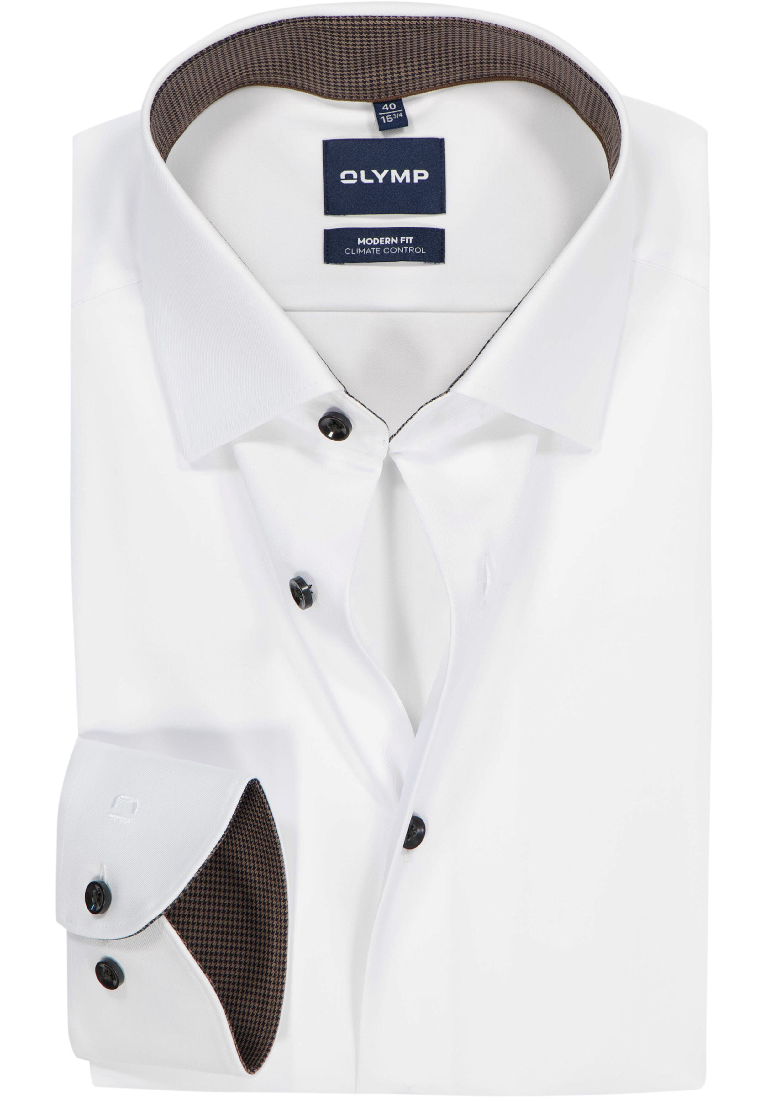 OLYMP 24/7 Luxor modern fit overhemd, twill, wit