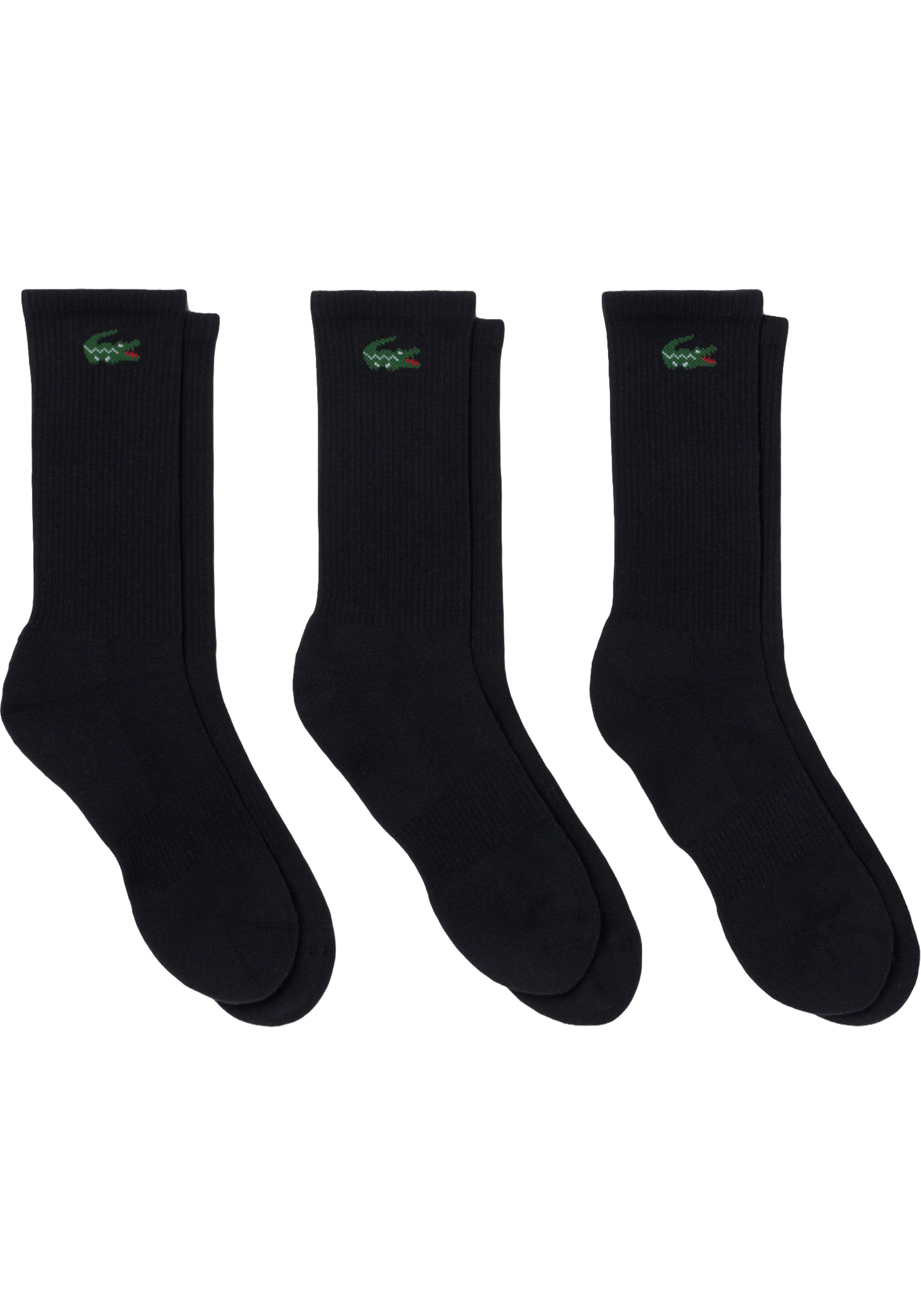 Lacoste sportsokken (3-pack), unisex sokken met badstof binnenzool, zwart