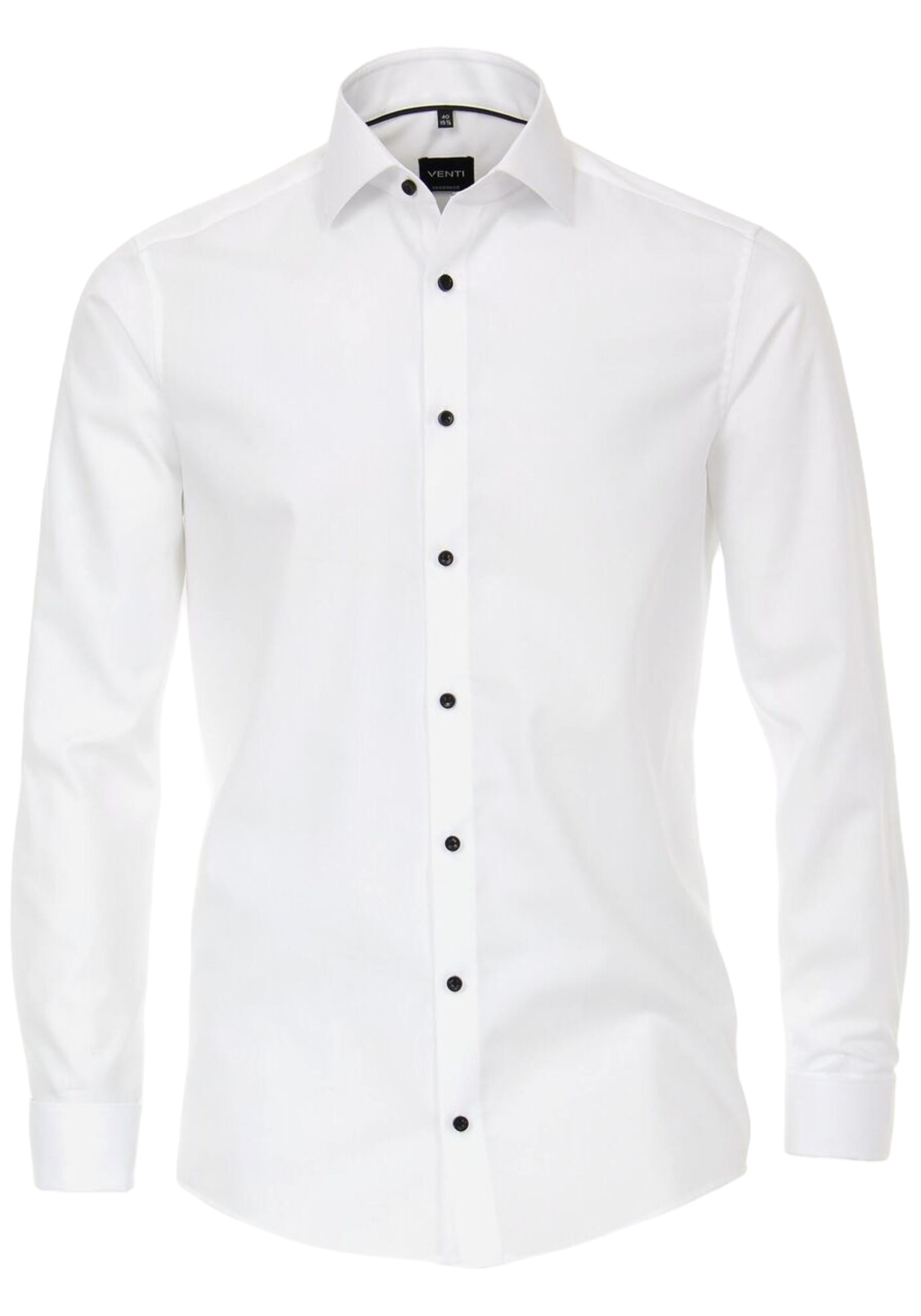 VENTI modern fit overhemd, popeline, wit met dubbele manchet