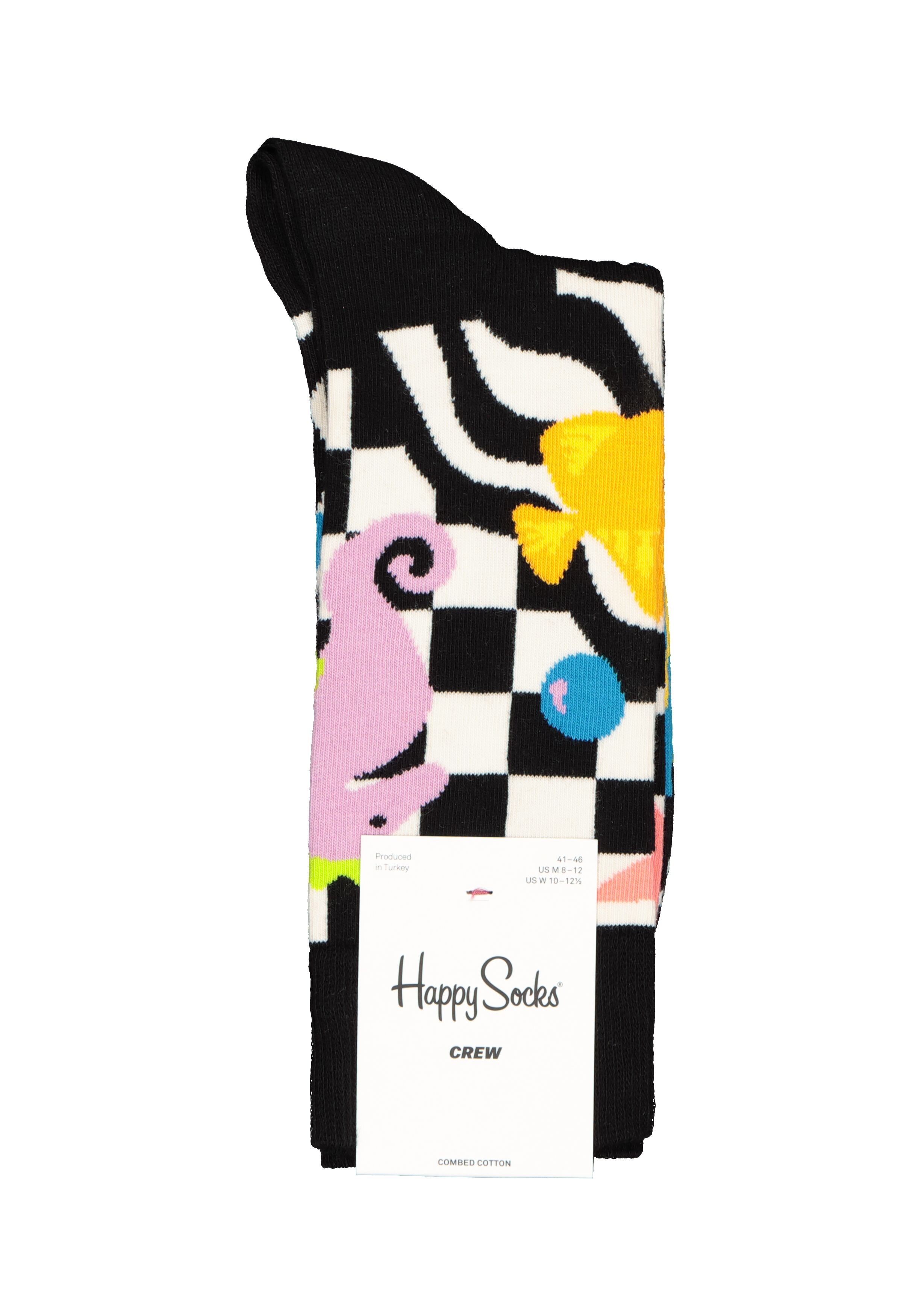 Happy Socks Under The Sea Sock, zwart met wit waterballet met kleur