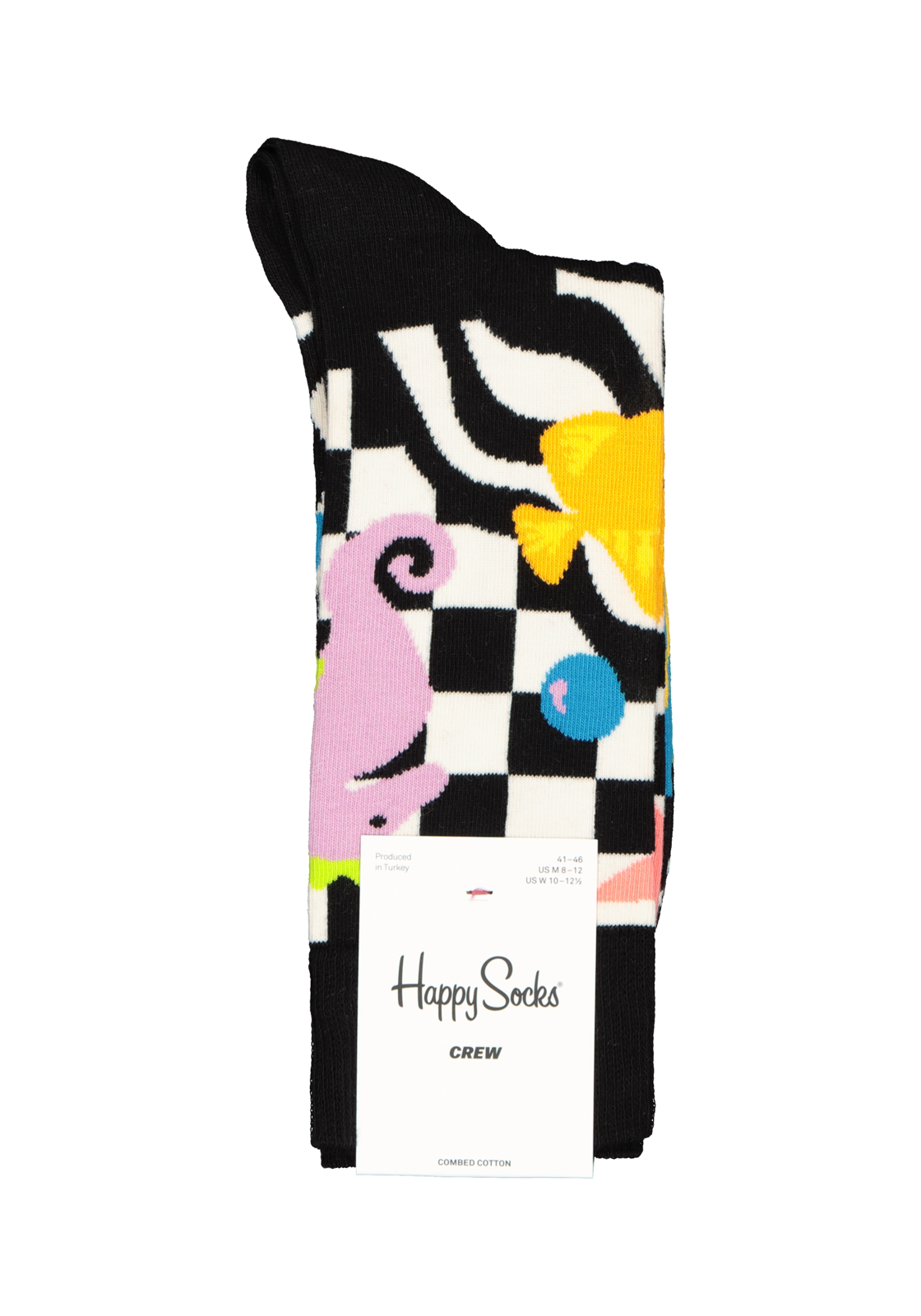 3-7333102523256_Happy_Socks__HR Happy Socks Under The Sea Sock, zwart met wit waterballet met kleur