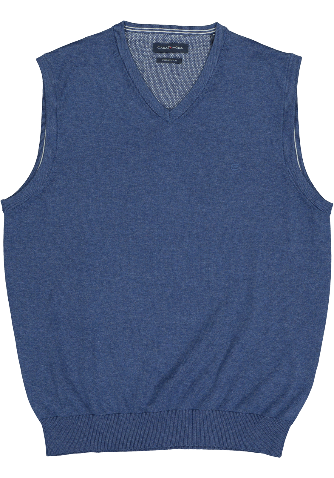 6-4060031264211_casa_moda_trui_HR CASA MODA heren spencer katoen, V-hals, blauw