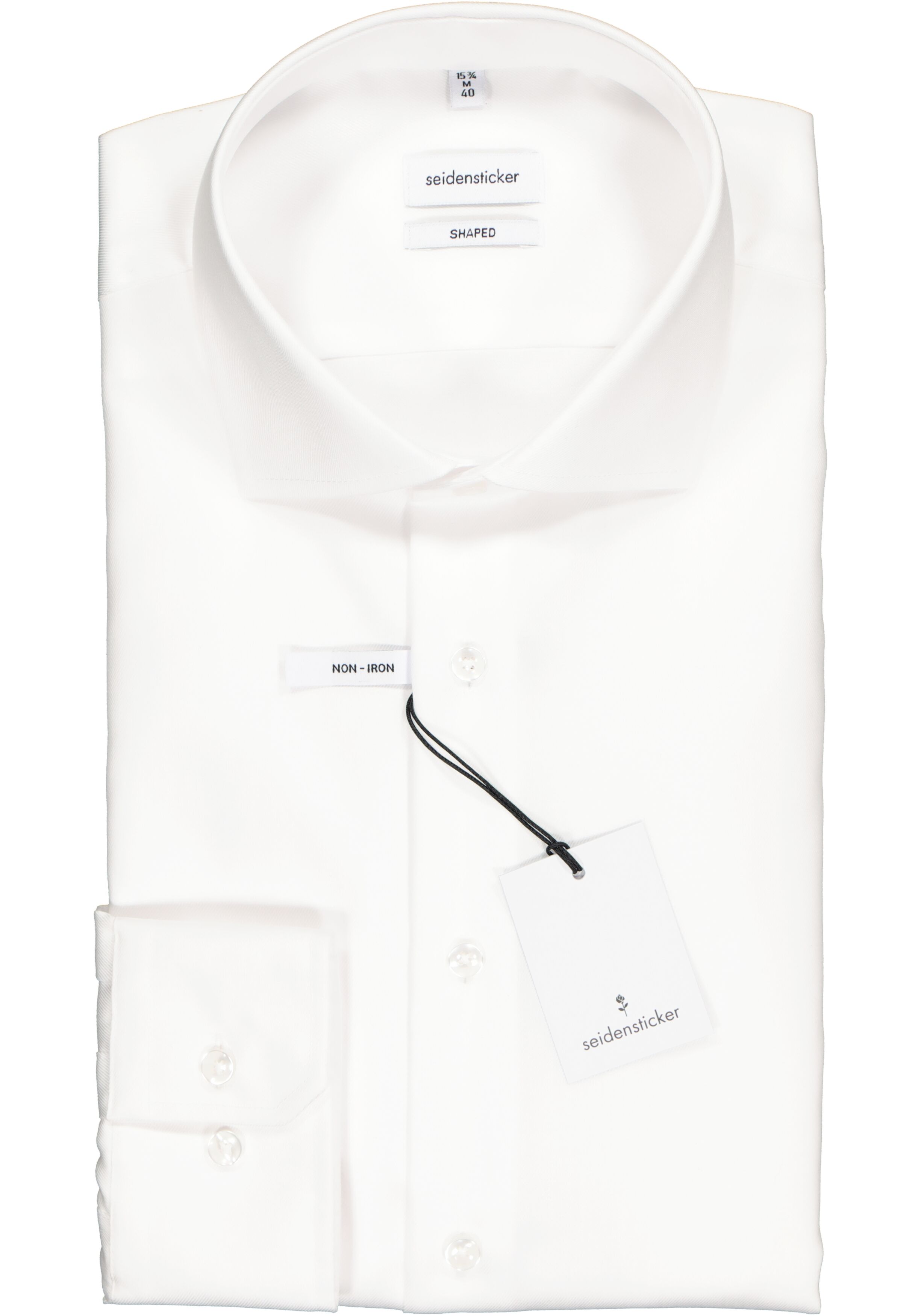 Seidensticker shaped fit overhemd, wit twill