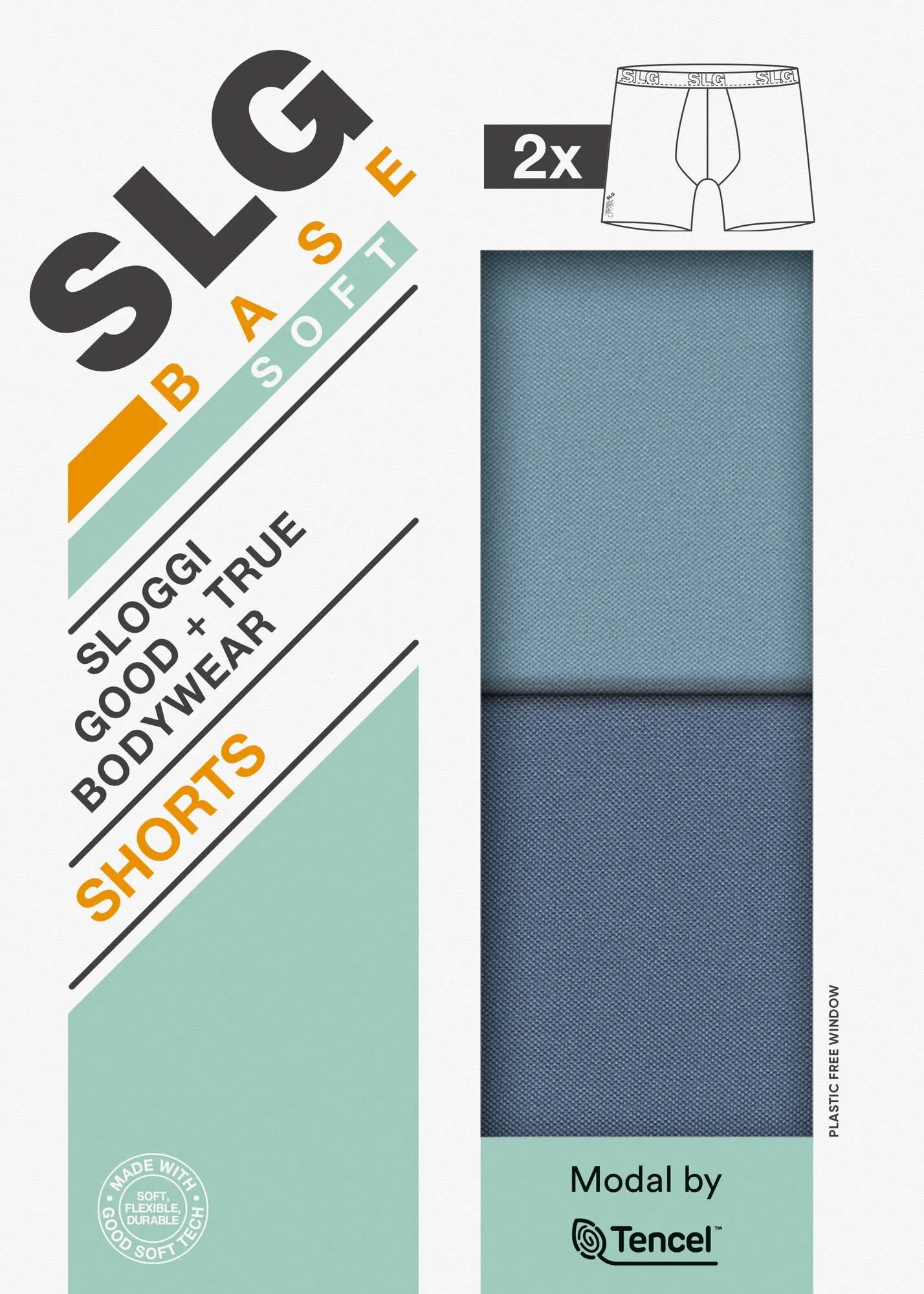 Sloggi Men SLG Base Soft Short, heren boxershort korte pijp (2-pack), licht- en middenblauw
