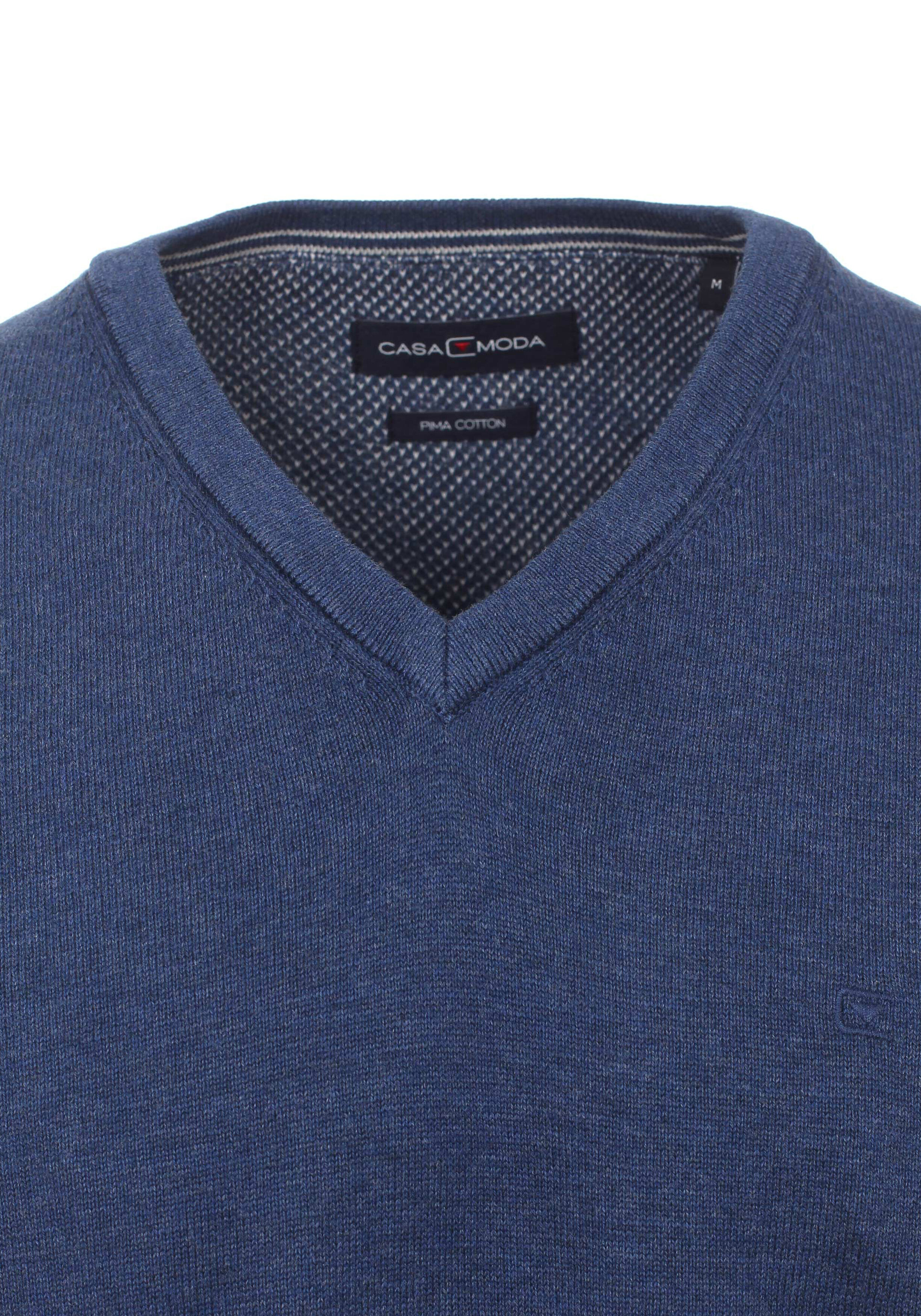 CASA MODA heren spencer katoen, V-hals, blauw 