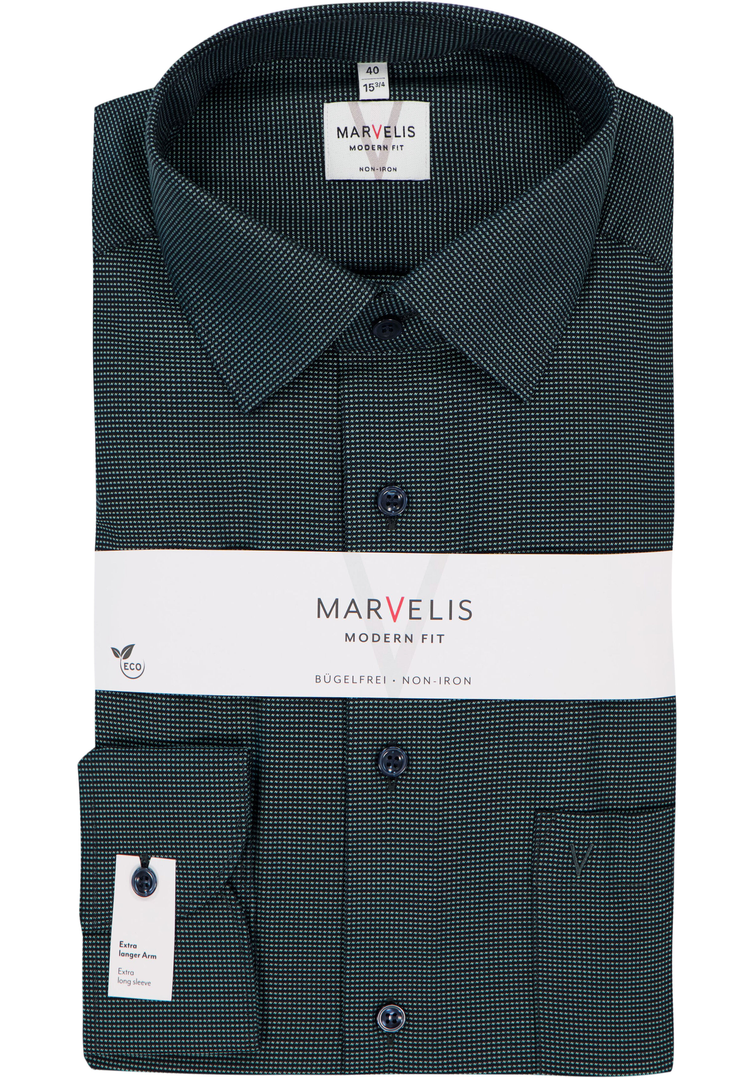 MARVELIS modern fit overhemd, mouwlengte 7, structuur, groen