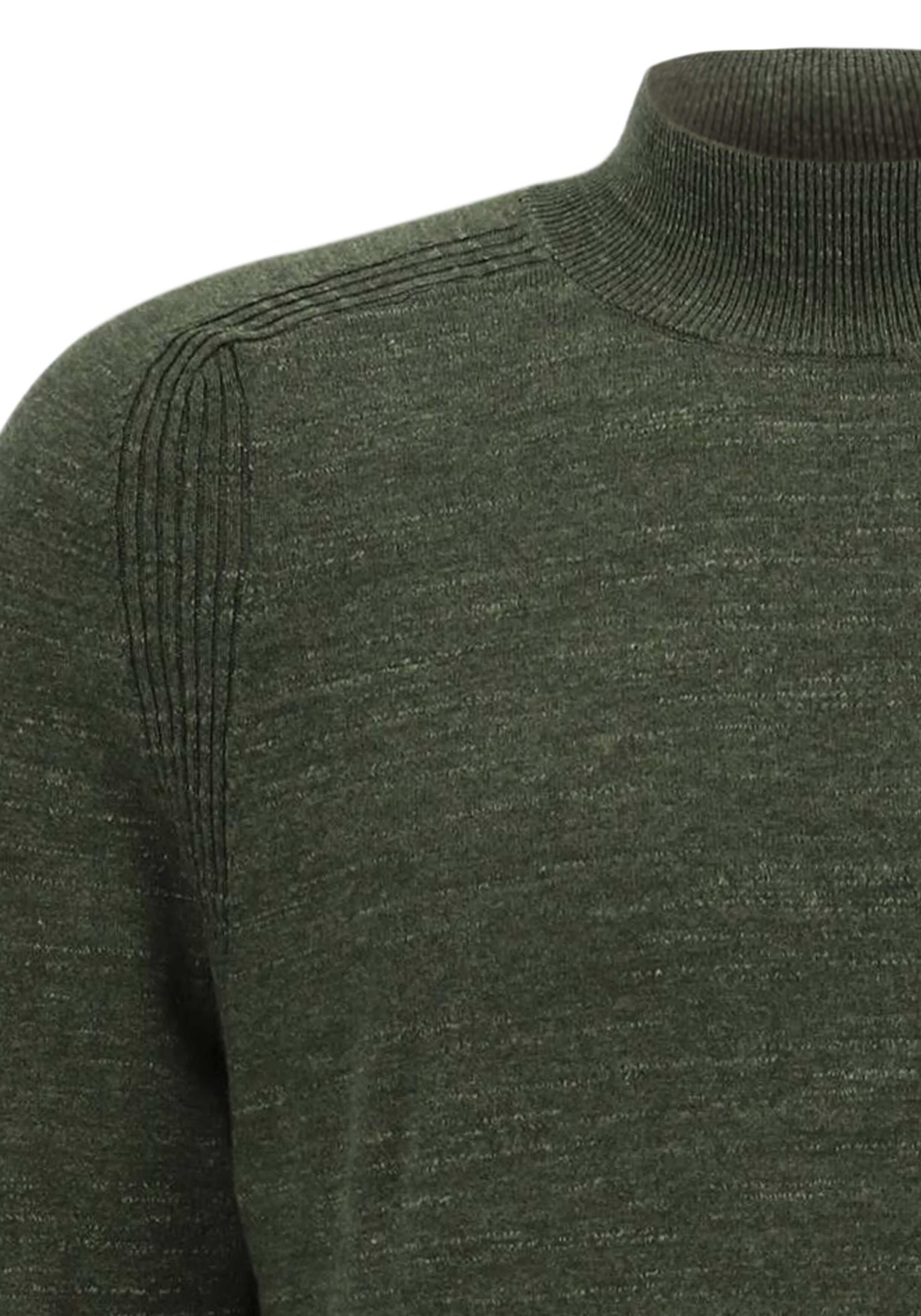OLYMP modern fit trui katoen, turtleneck, donkergroen melange