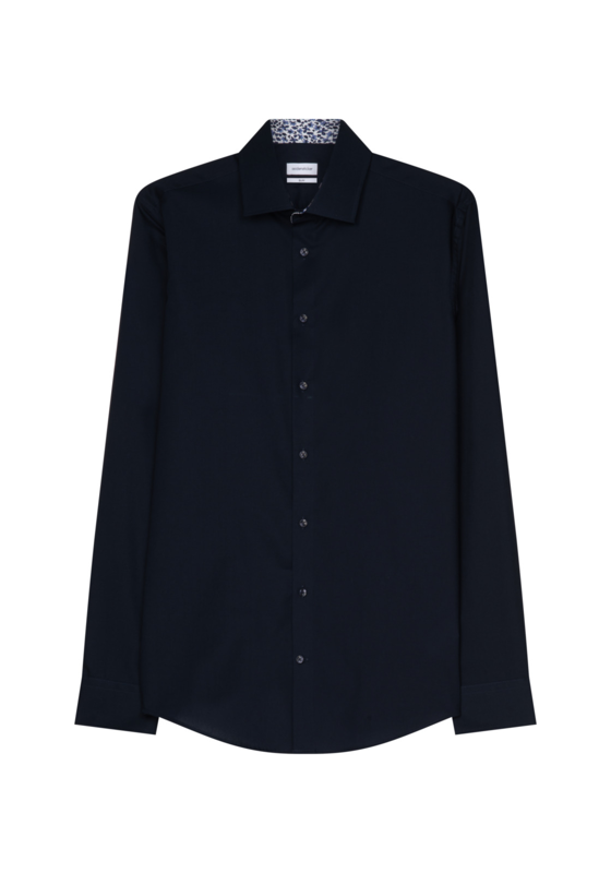 Seidensticker slim fit overhemd, mouwlengte 7, popeline, blauw Seidensticker slim fit overhemd, mouwlengte 7, popeline, blauw